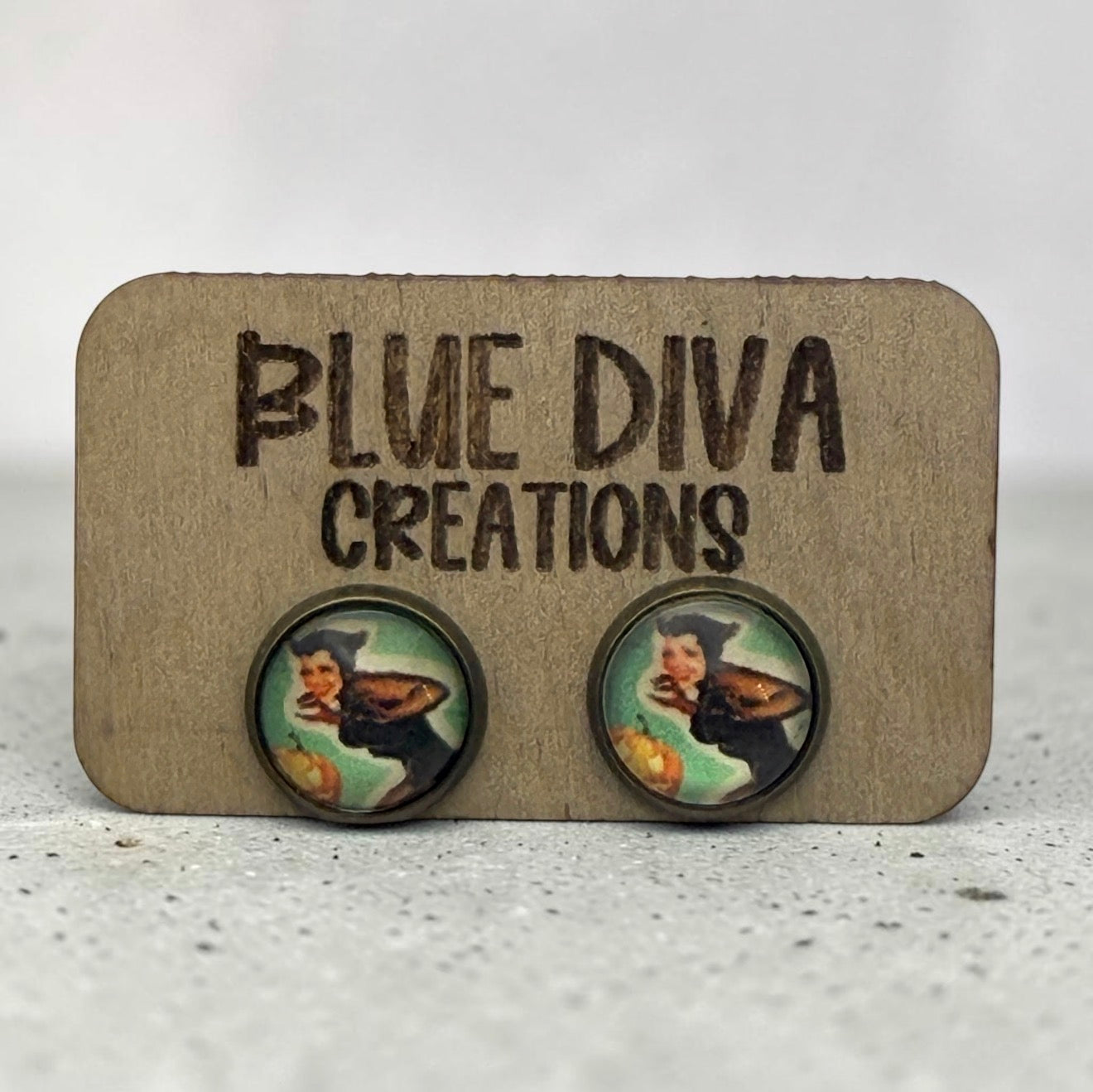 Retro Halloween Pinup 12mm Pumpkin Earrings