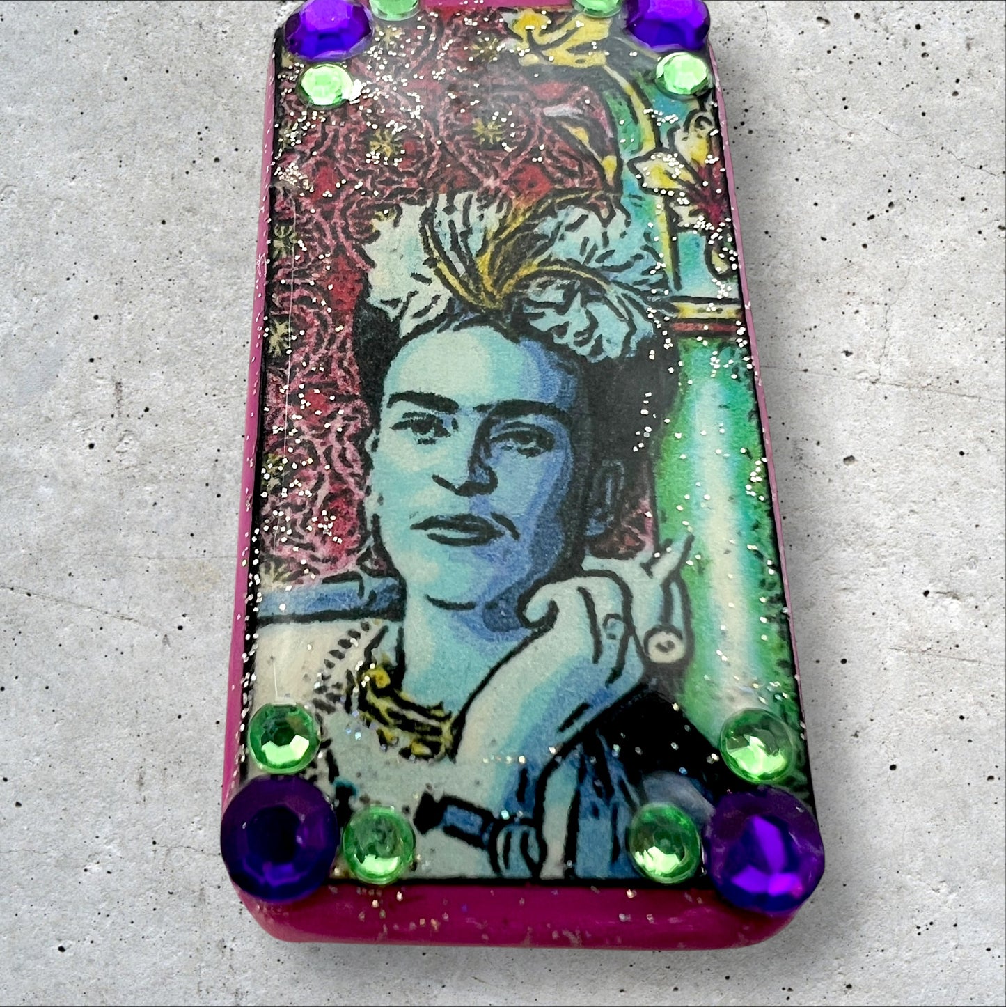 Frida Kahlo with Cigarette Upcycled Domino Pendant Necklace