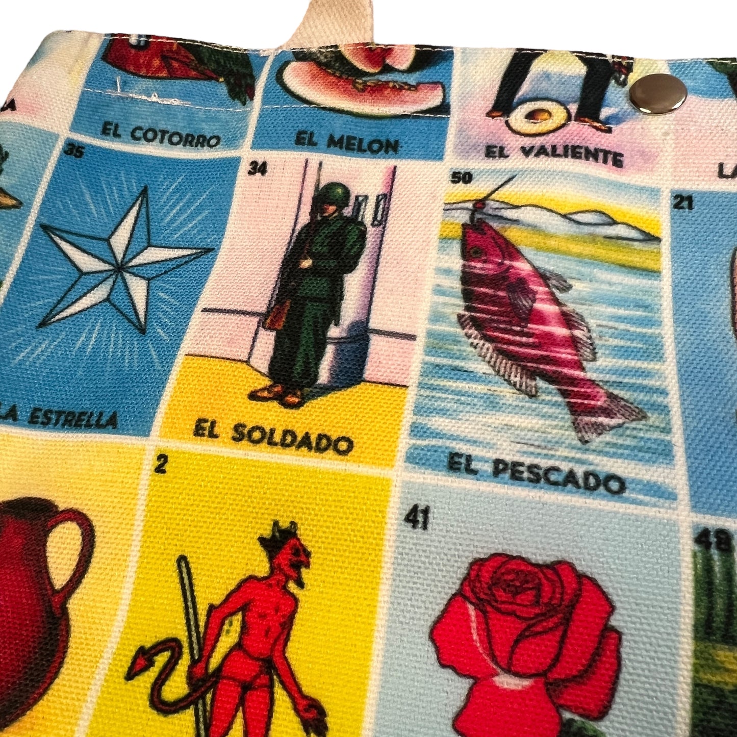 Colorful Lotería Print Tote Bag – Mexican Bingo Game Shoulder Bag 15x13