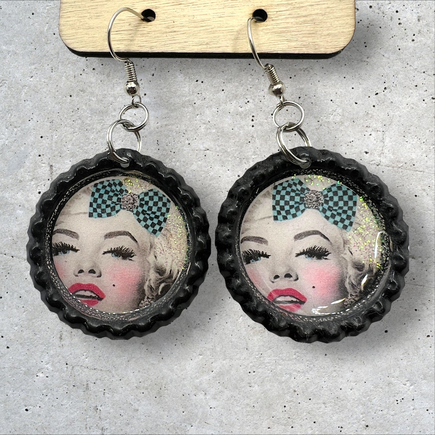 Marilyn Pop Art Bottle Cap Earrings