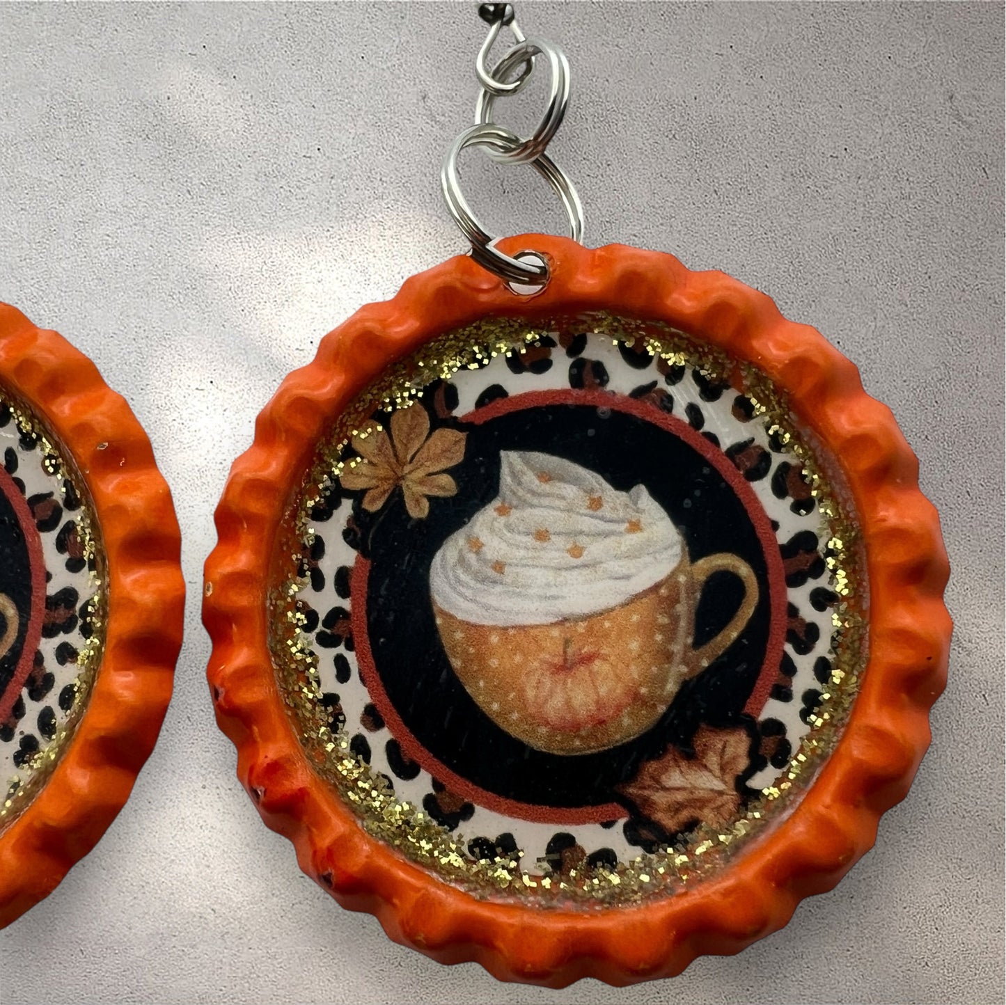 Orange Pumpkin Spice Coffee Earrings