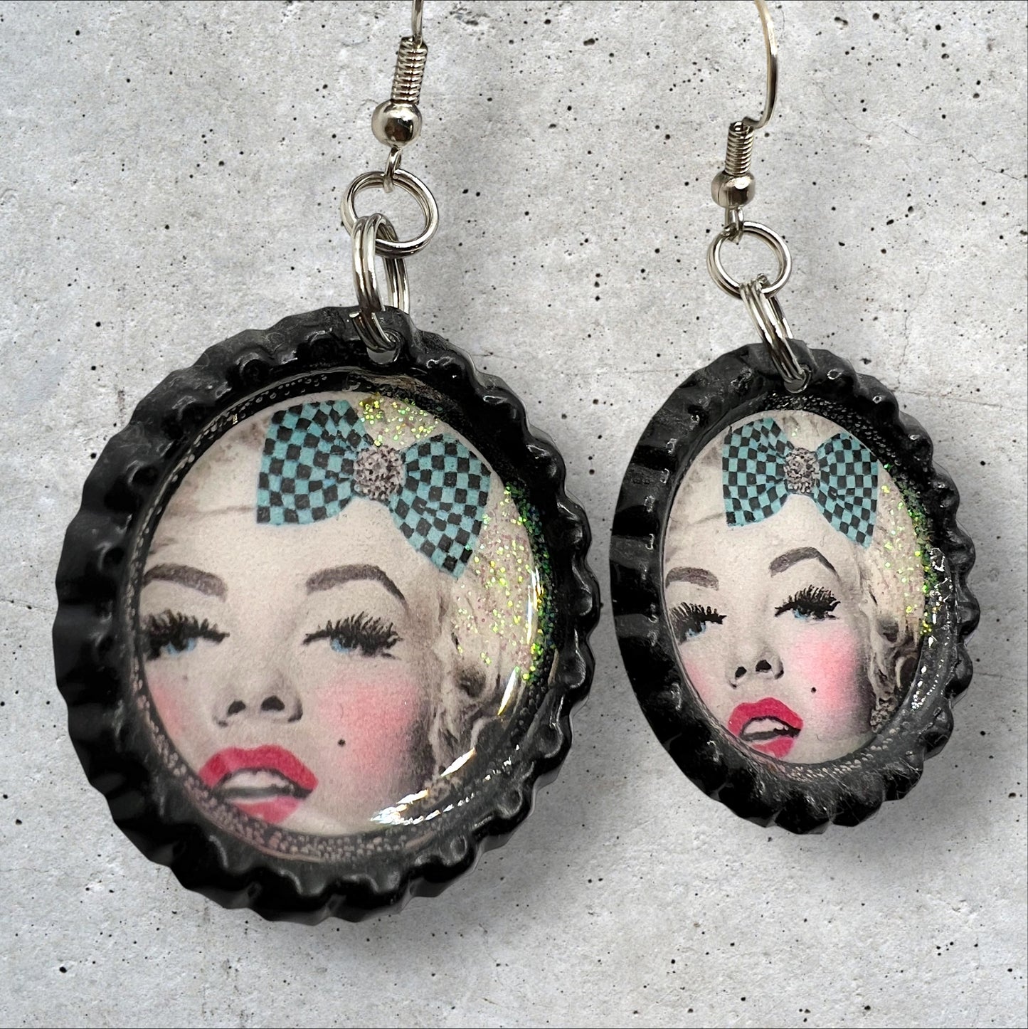 Marilyn Pop Art Bottle Cap Earrings
