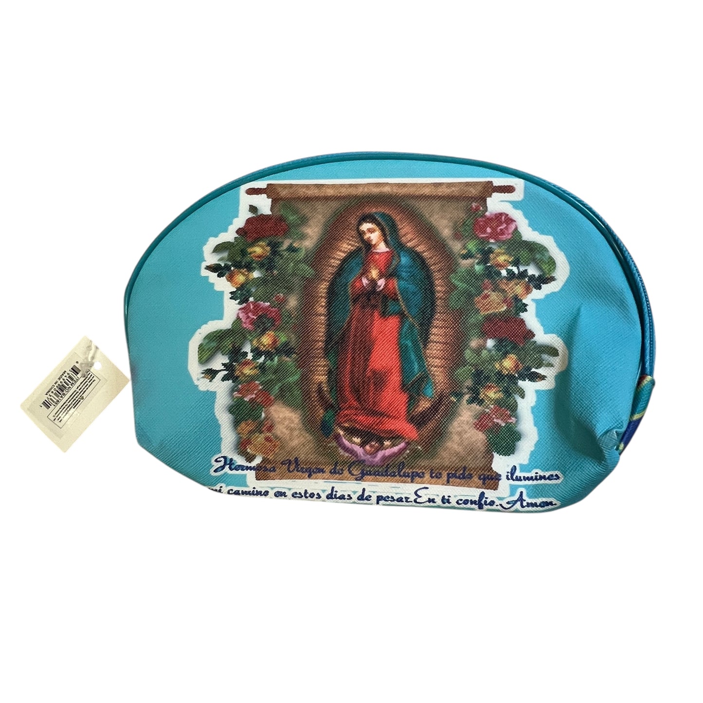 Virgen de Guadalupe Zipper Pouch Cosmetic & Travel Bag – Turquoise 8x6