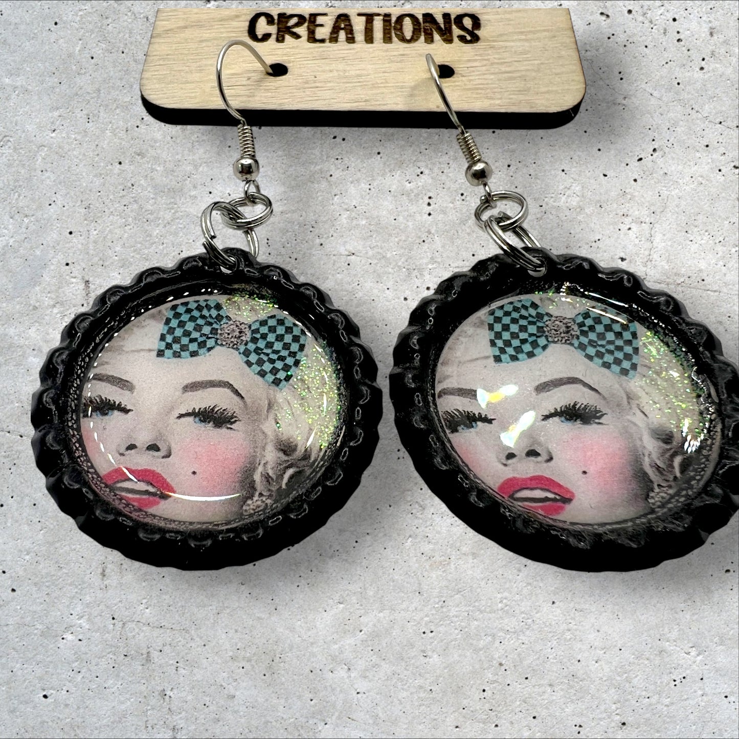 Marilyn Pop Art Bottle Cap Earrings