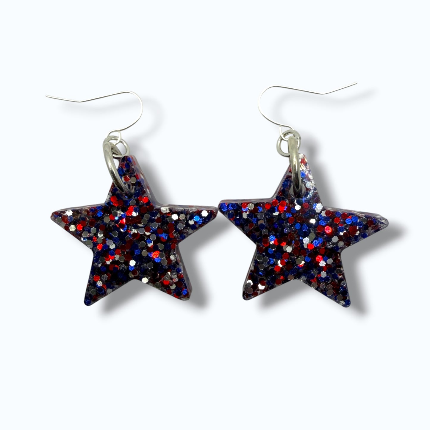 Patriotic Glitter Star Earrings
