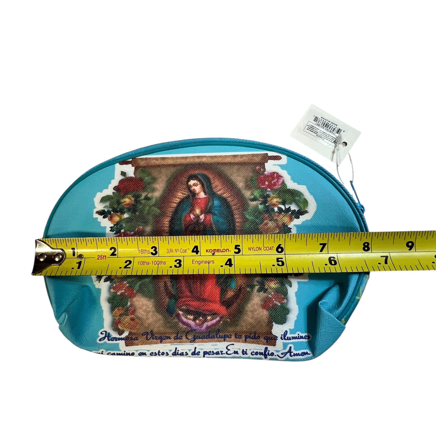 Virgen de Guadalupe Zipper Pouch Cosmetic & Travel Bag – Turquoise 8x6