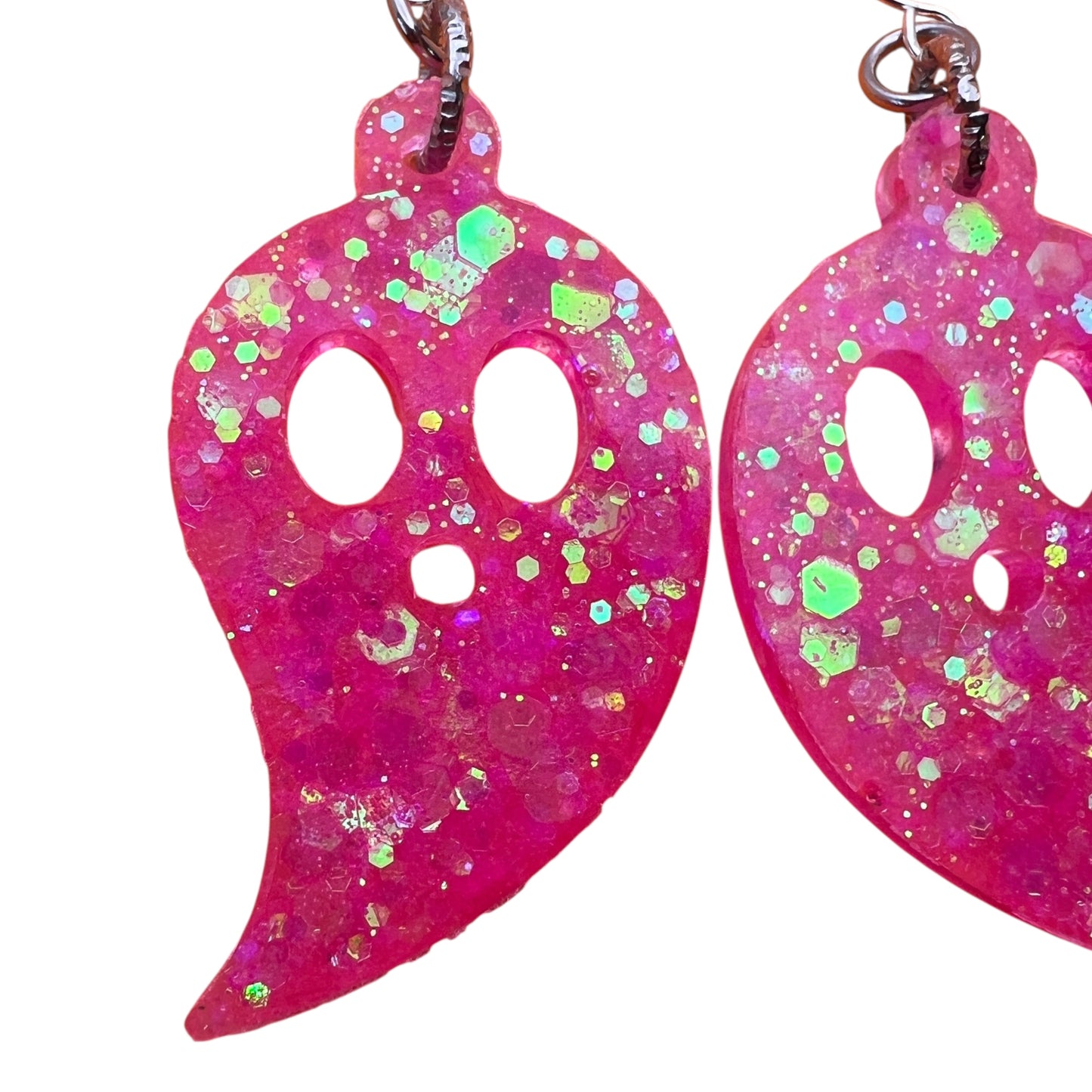 Hot Pink Glitter Ghost Earrings | Cute Kawaii Halloween Dangles