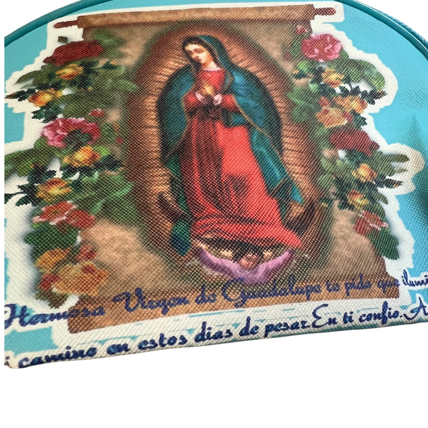 Virgen de Guadalupe Zipper Pouch Cosmetic & Travel Bag – Turquoise 8x6