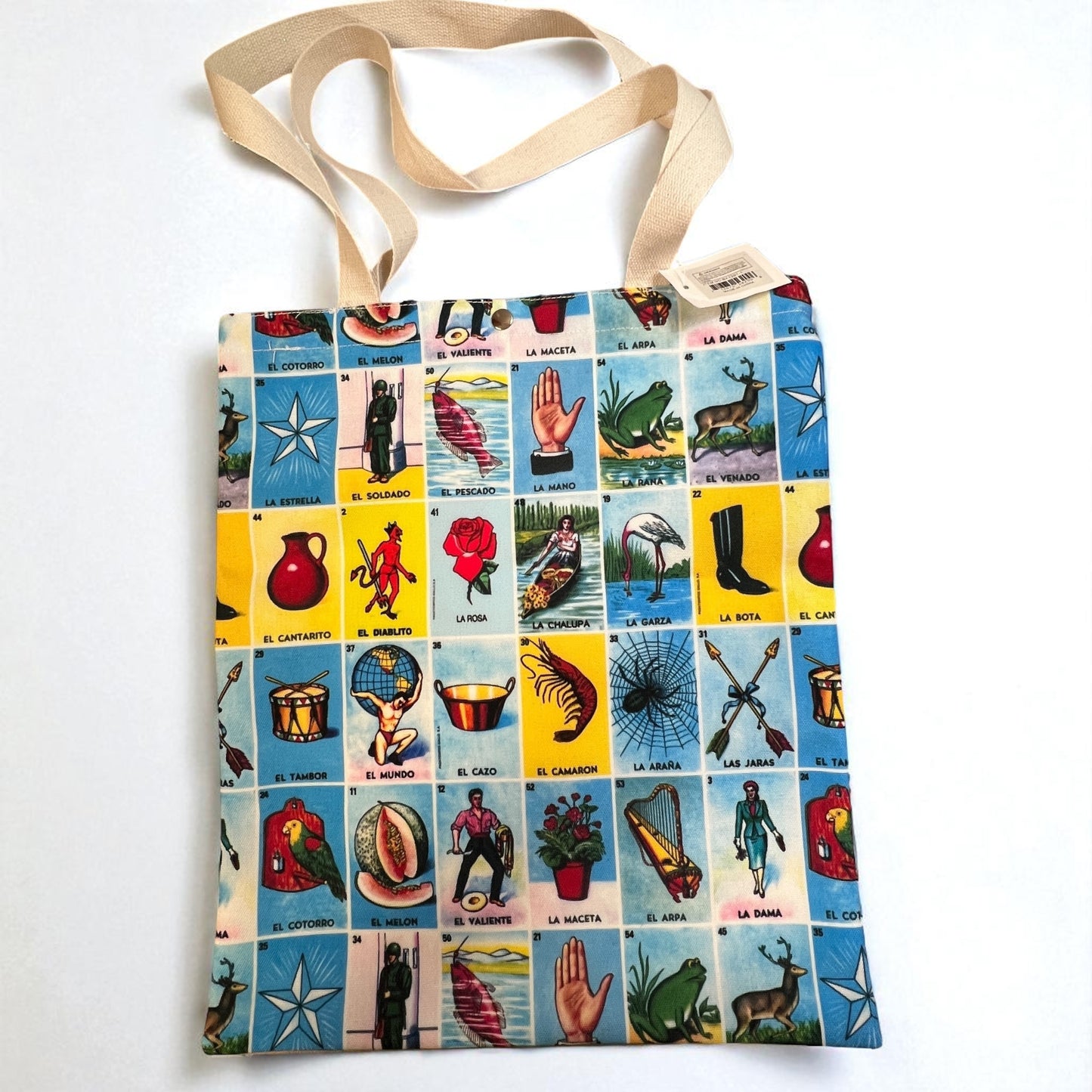 Colorful Lotería Print Tote Bag – Mexican Bingo Game Shoulder Bag 15x13