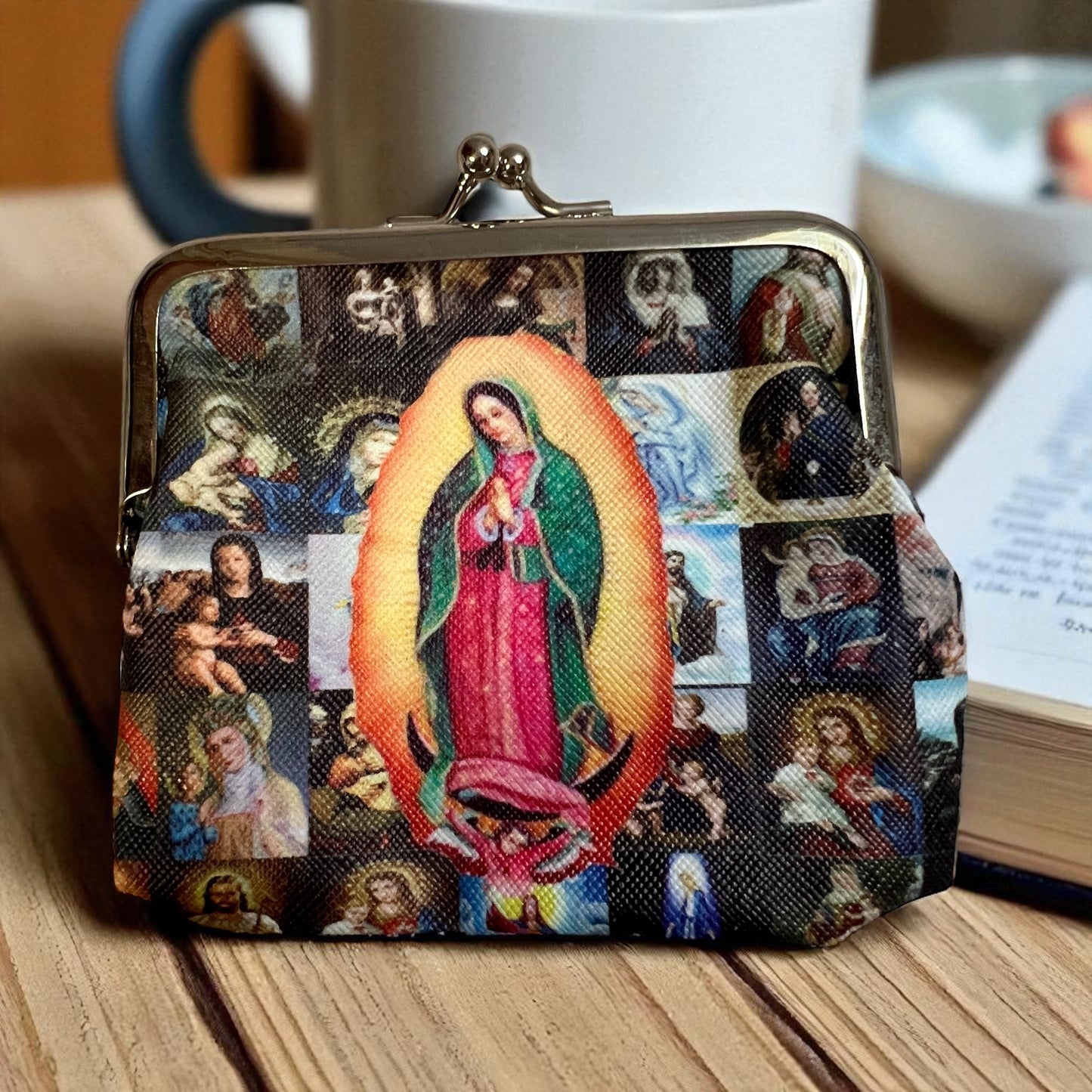Virgen de Guadalupe Coin Purse – Catholic Kiss Lock Change Wallet 4x4