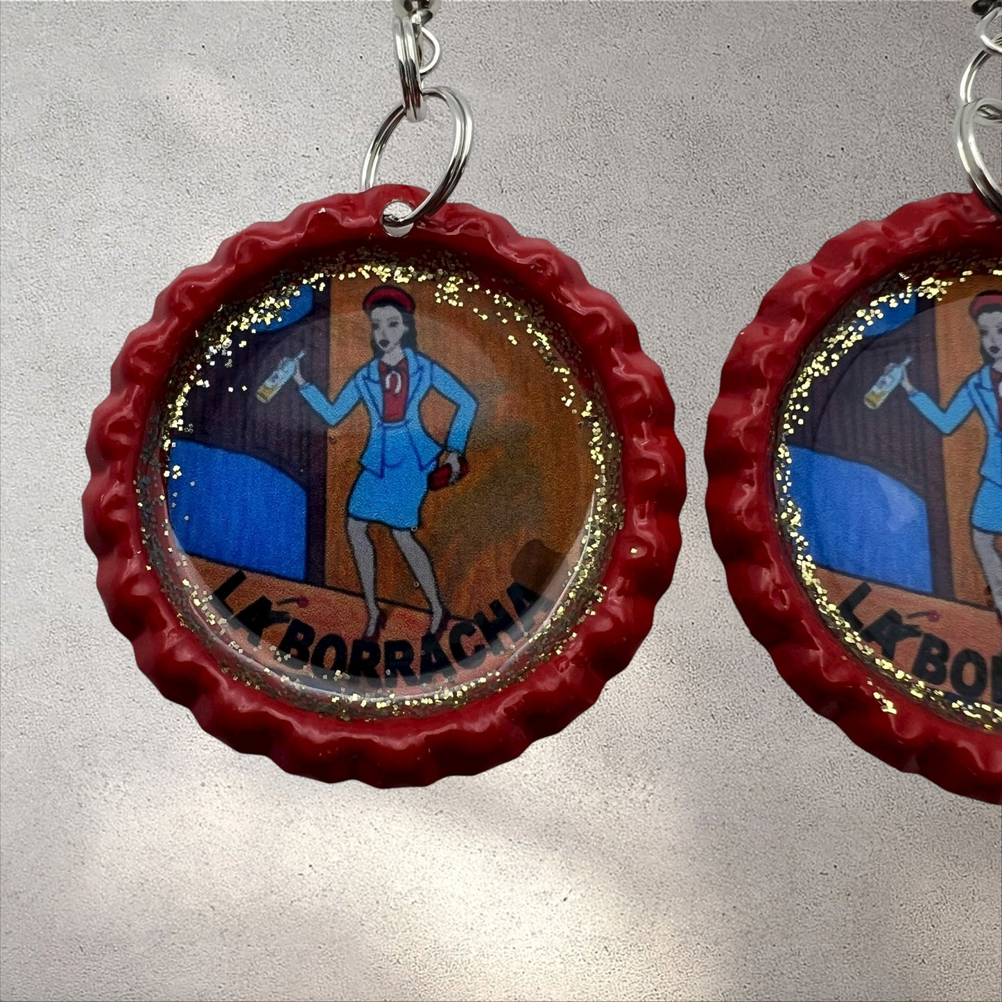 La Borracha Lotería Bottlecap Earrings