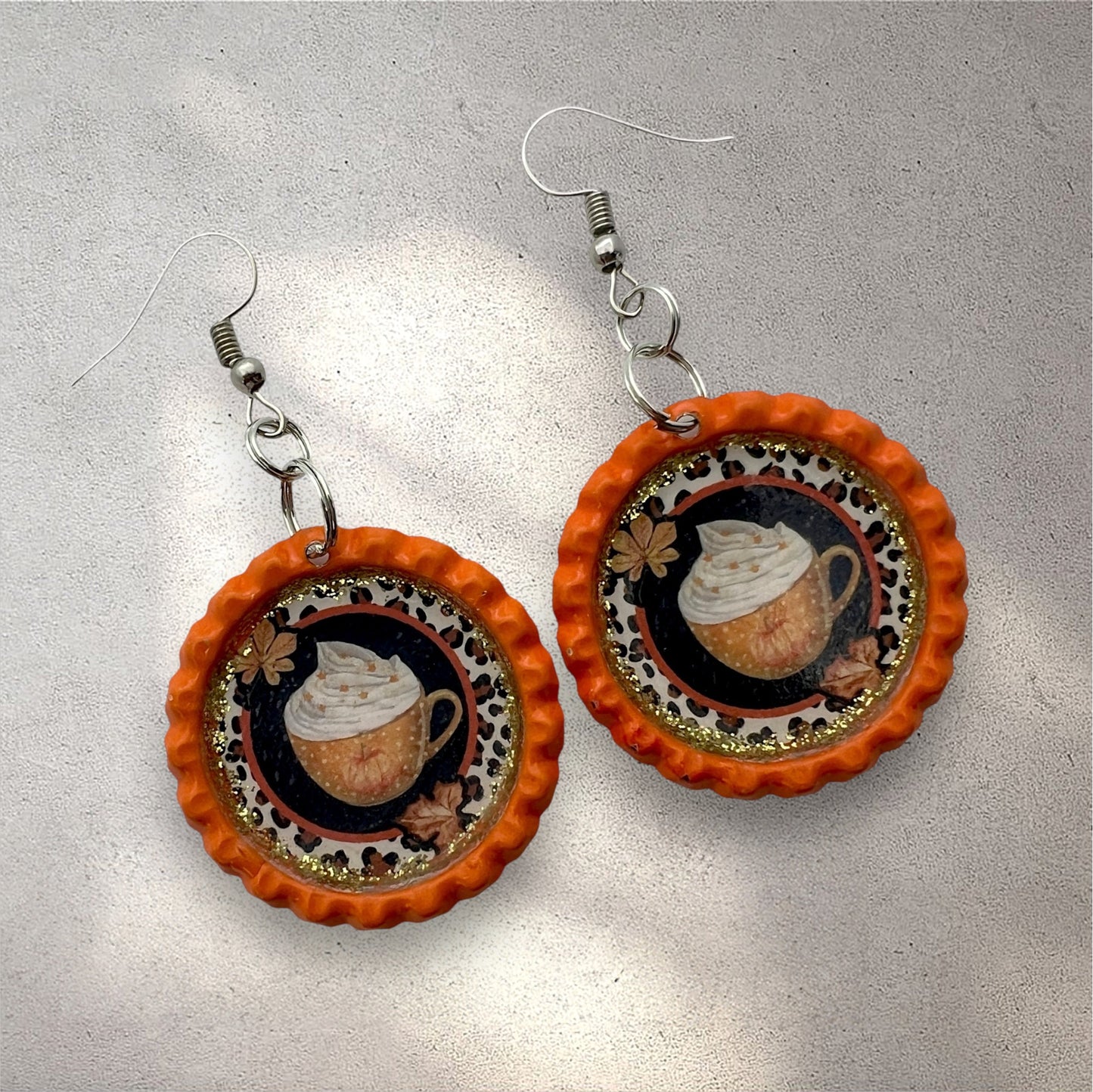 Orange Pumpkin Spice Coffee Earrings
