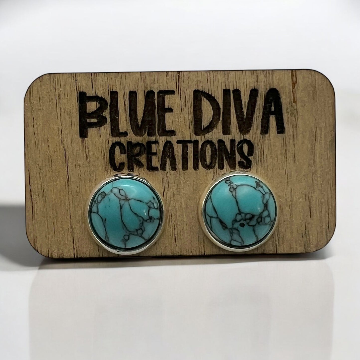 12mm Faux Turquoise Stone Stud Earrings - Boho Western Jewelry - Nickel Free Earrings - Minimalist Turquoise Studs - Gift for Her