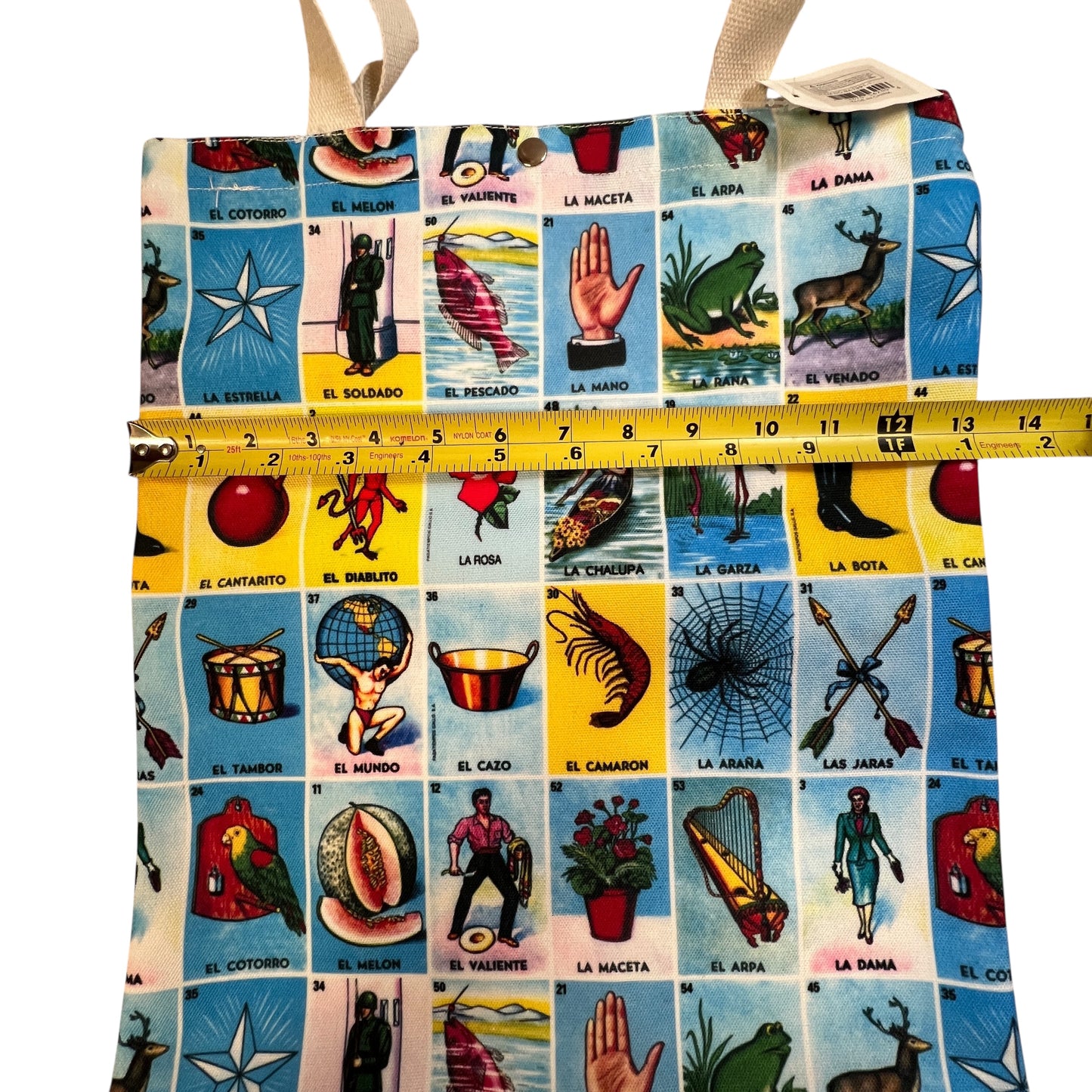 Colorful Lotería Print Tote Bag – Mexican Bingo Game Shoulder Bag 15x13