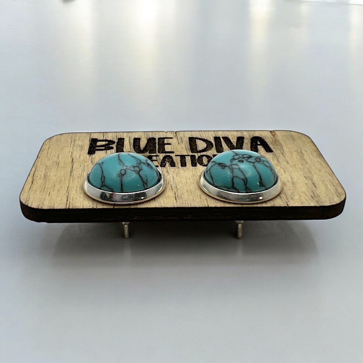 Faux Turquoise Stone 12mm Stud Earrings