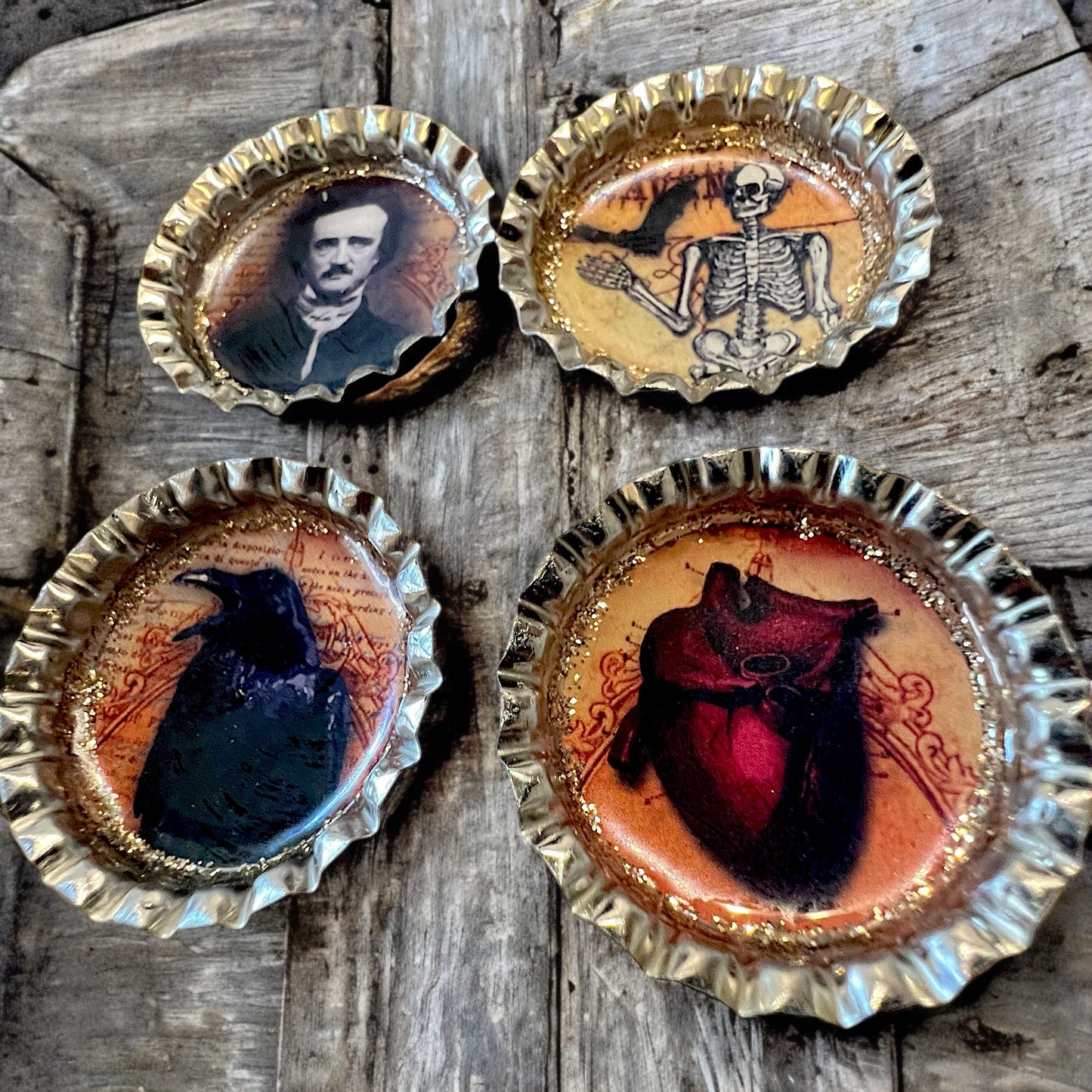 Edgar Allan Poe Themed Gothic Macabre Magnet Set