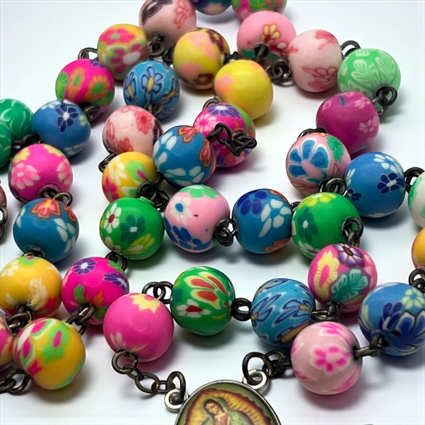 Colorful Floral Silicone Rosary – Our Lady of Guadalupe | 20” Catholic Prayer Beads