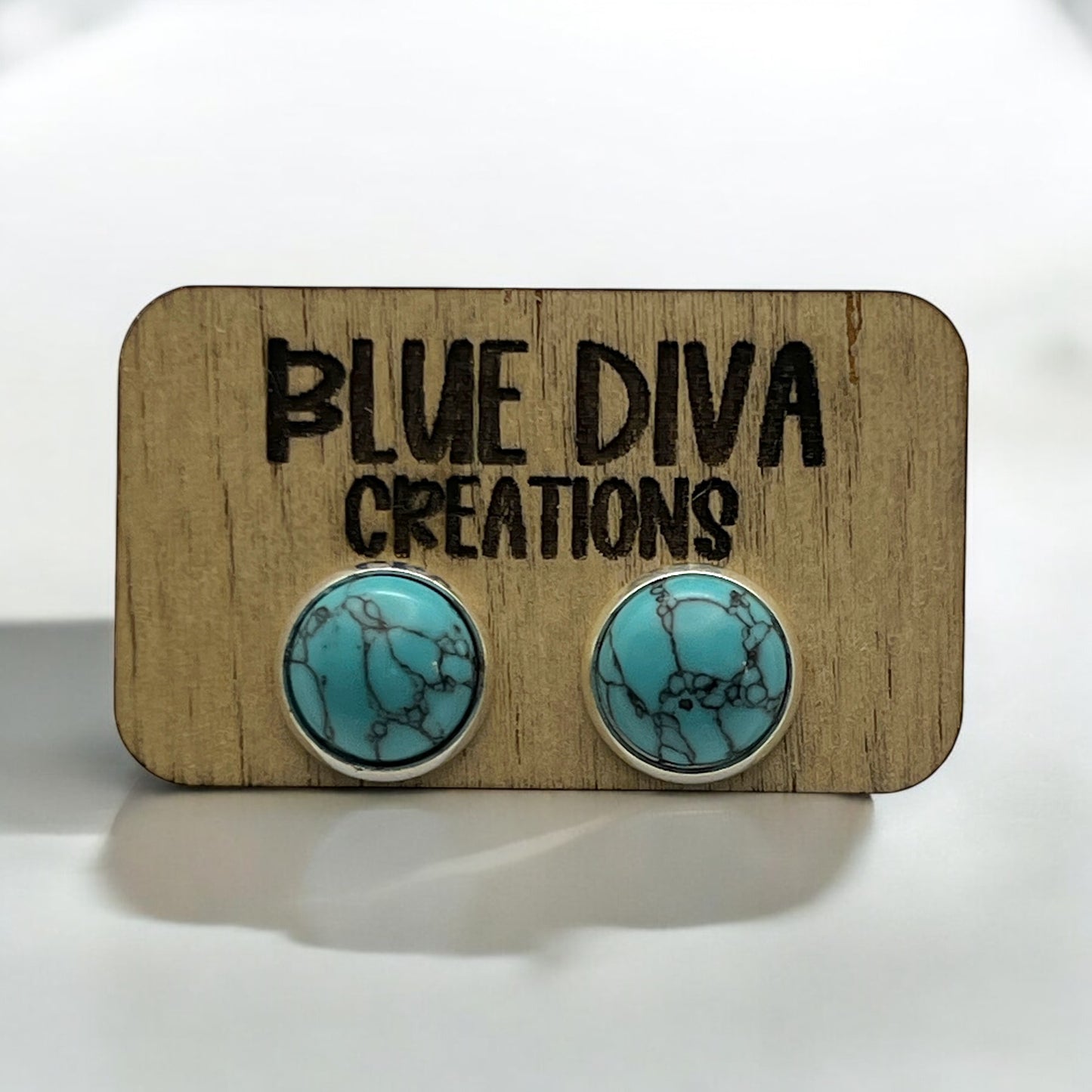 12mm Faux Turquoise Stone Stud Earrings - Boho Western Jewelry - Nickel Free Earrings - Minimalist Turquoise Studs - Gift for Her