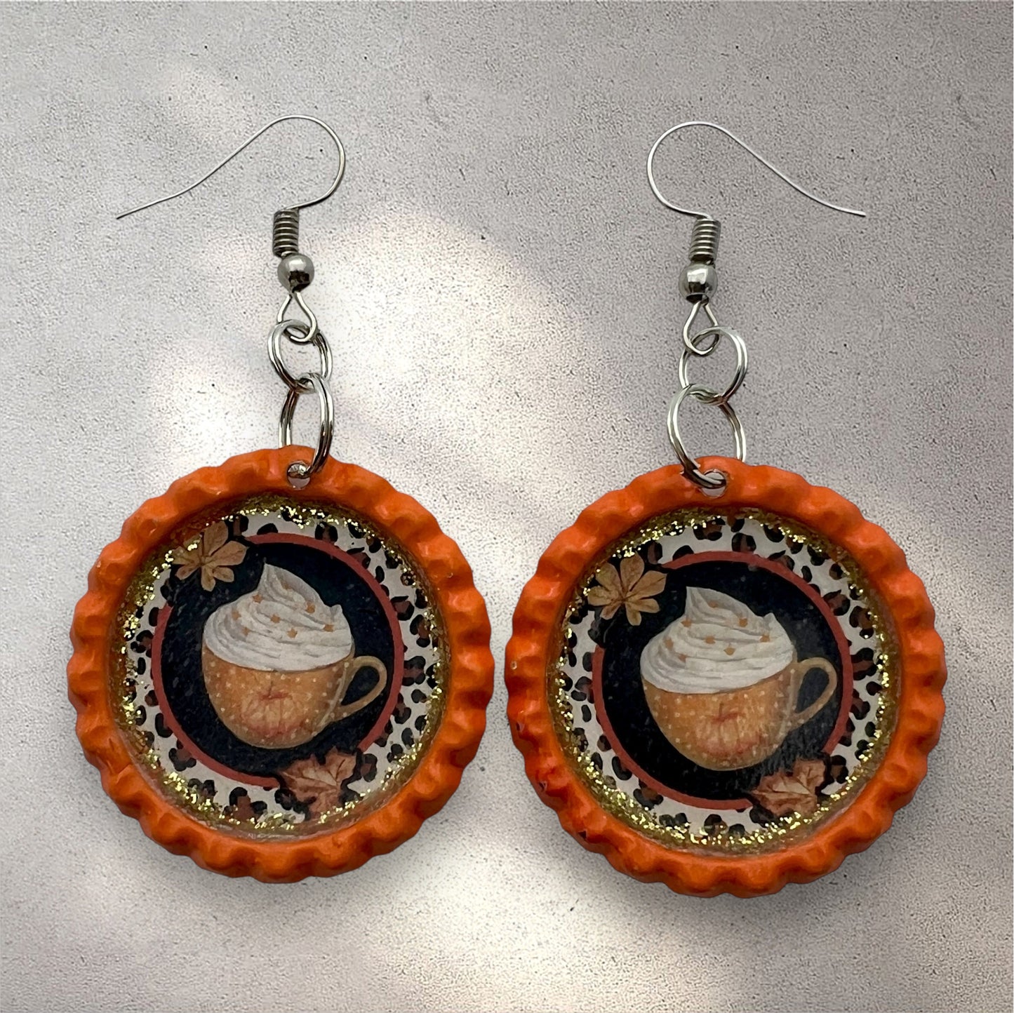 Orange Pumpkin Spice Coffee Earrings