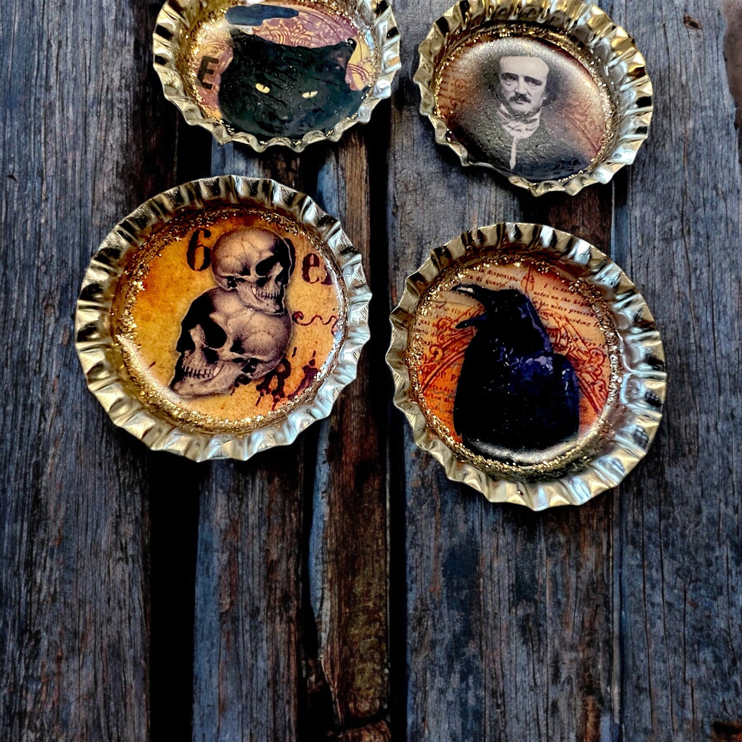 Edgar Allan Poe Themed Gothic Macabre Magnet Set