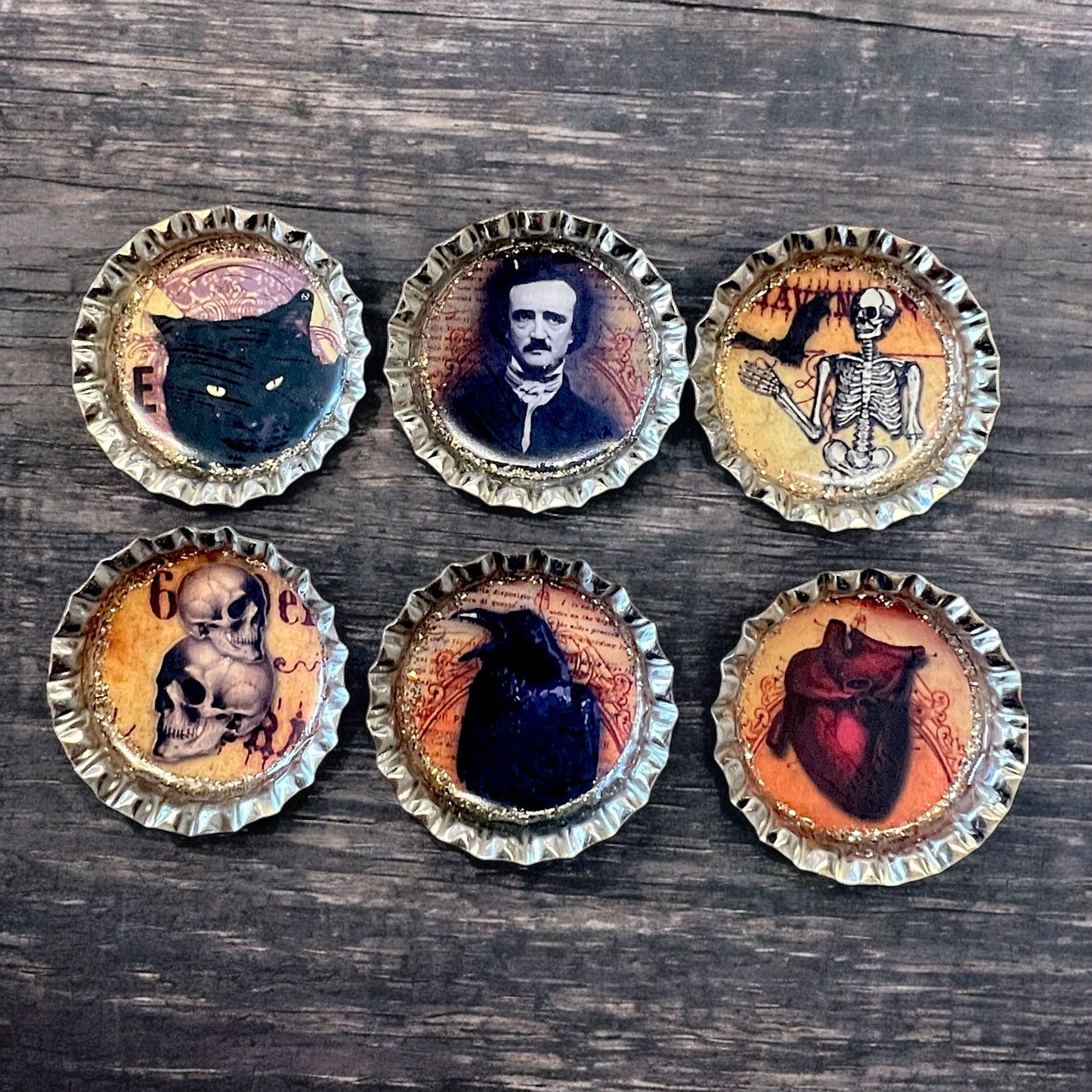 Edgar Allan Poe Themed Gothic Macabre Magnet Set