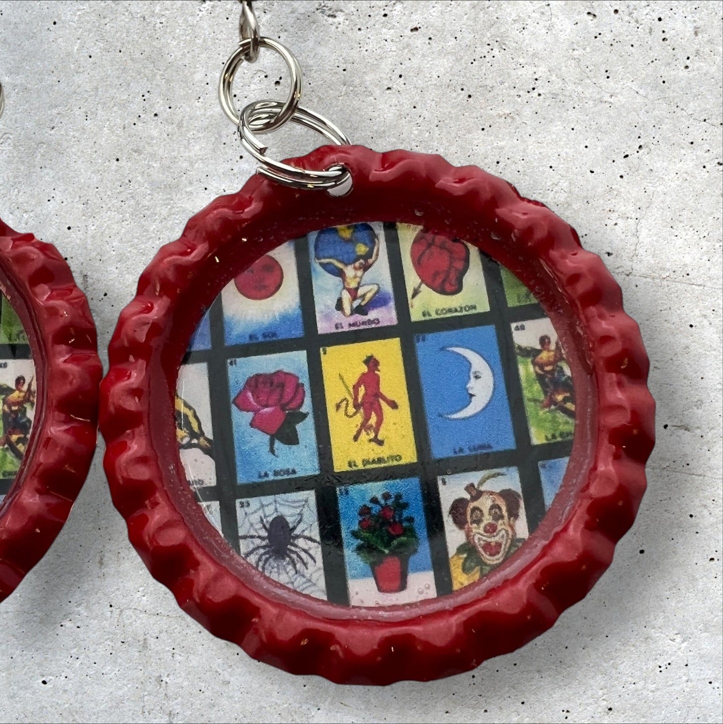 Mexican Loteria Bottle Cap Earrings