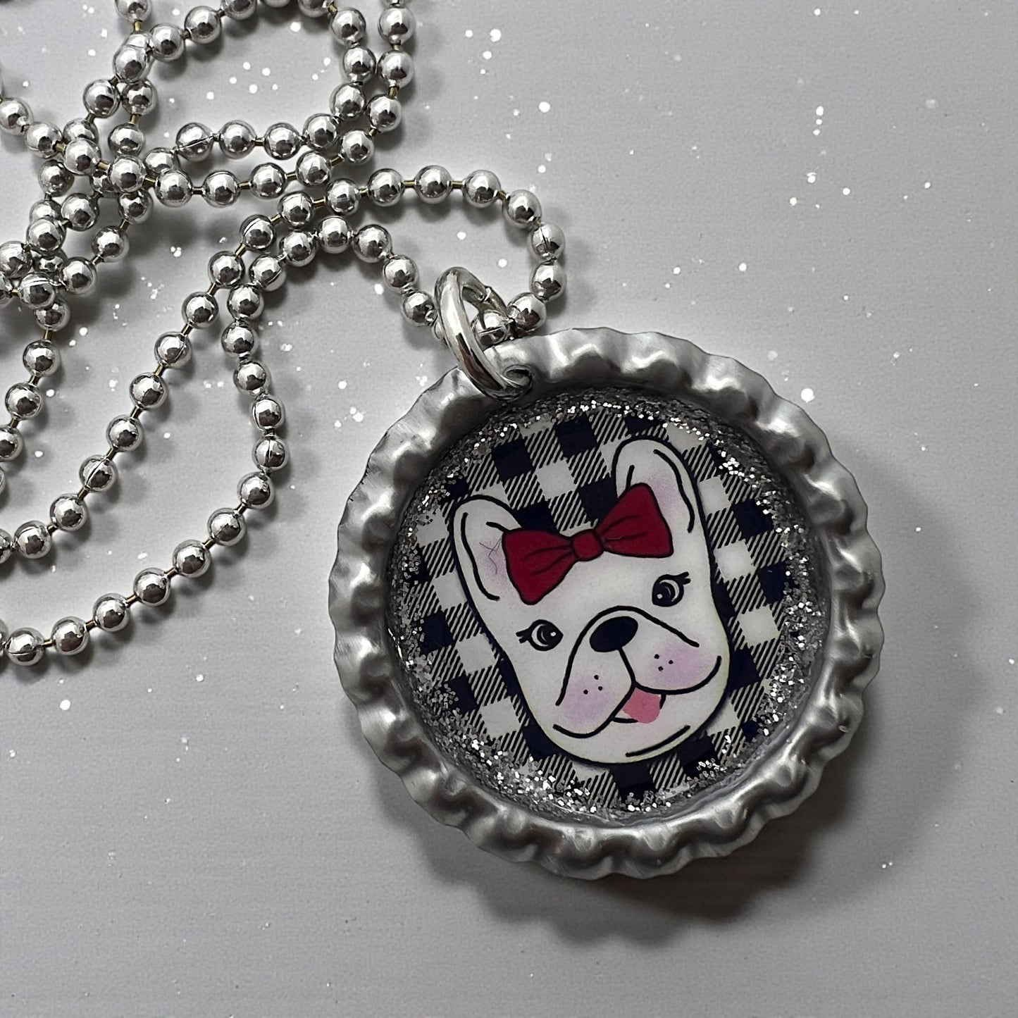 French Bulldog Bottle Cap Necklace