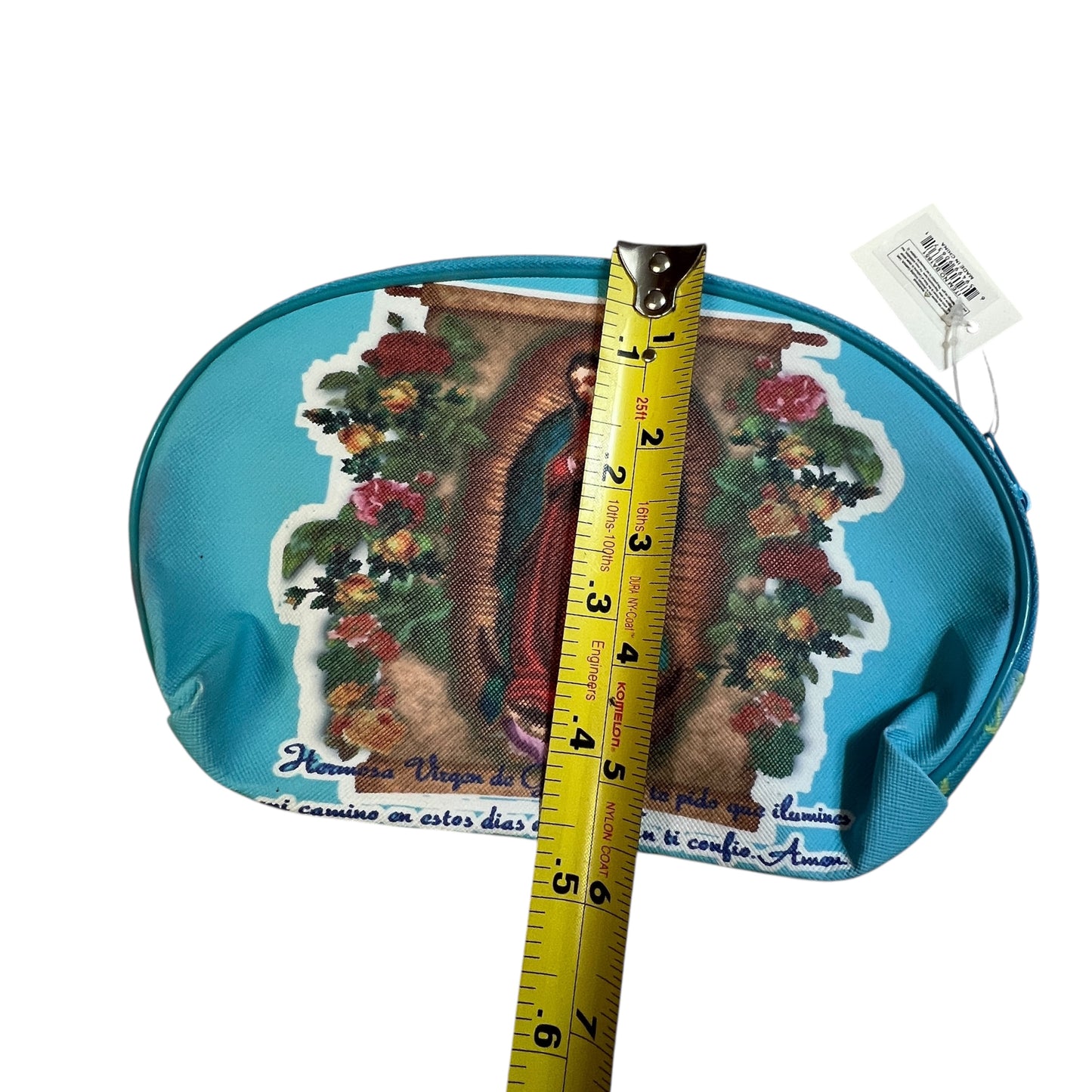 Virgen de Guadalupe Zipper Pouch Cosmetic & Travel Bag – Turquoise 8x6