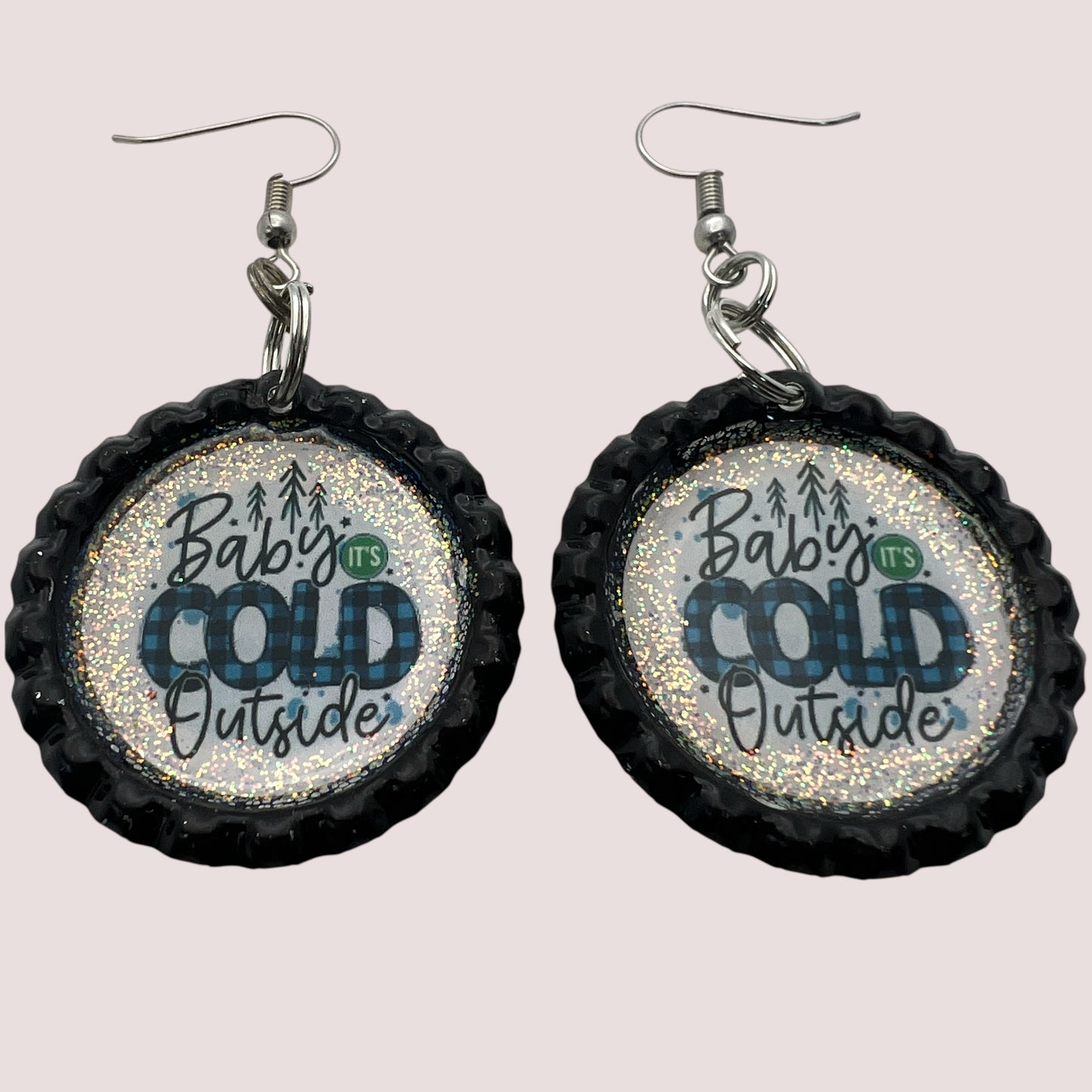 “Baby it’s Cold Outside” Bottle Cap Earrings