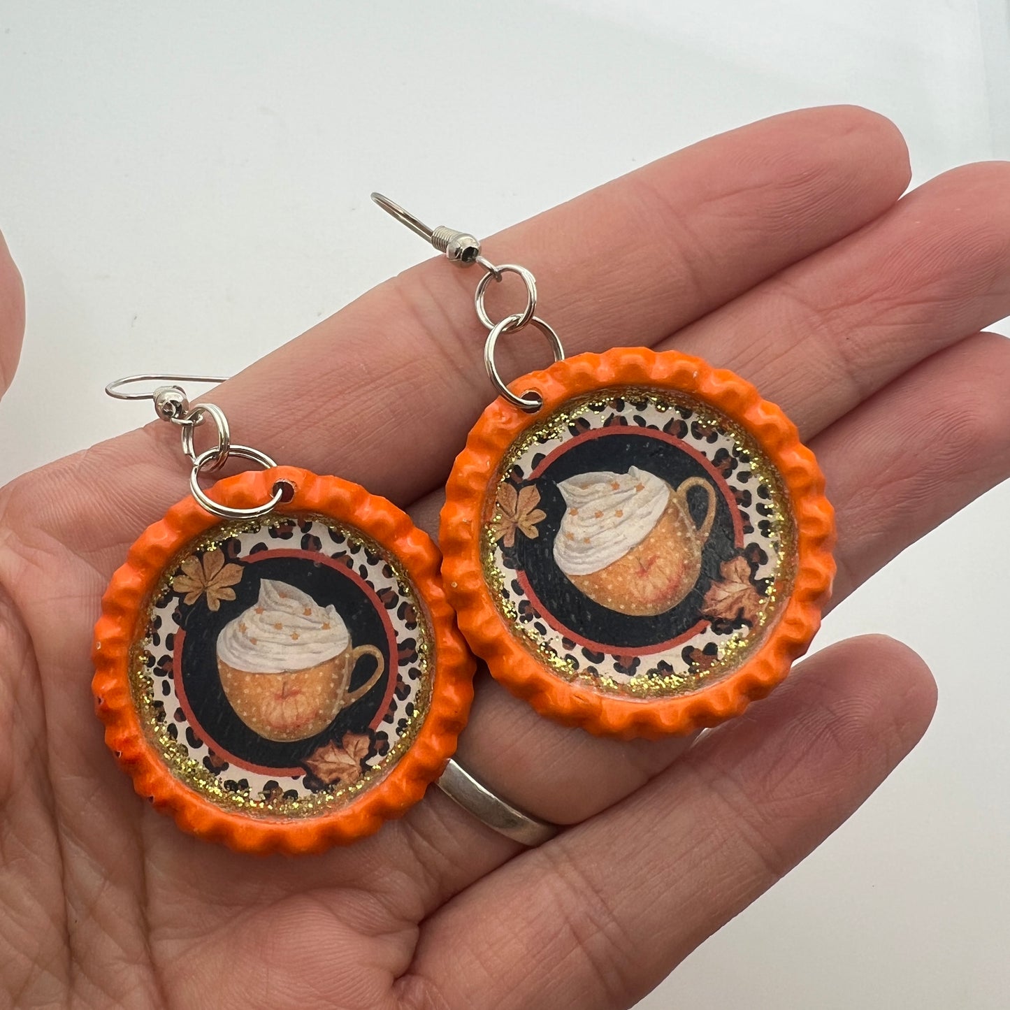 Orange Pumpkin Spice Coffee Earrings