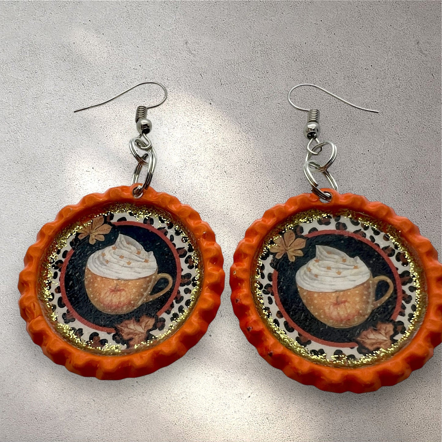 Orange Pumpkin Spice Coffee Earrings