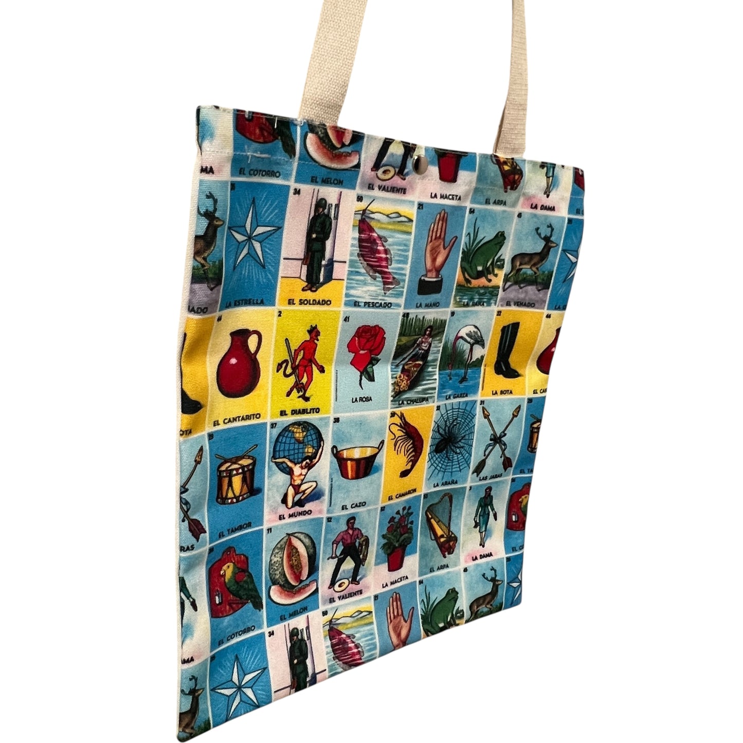 Colorful Lotería Print Tote Bag – Mexican Bingo Game Shoulder Bag 15x13