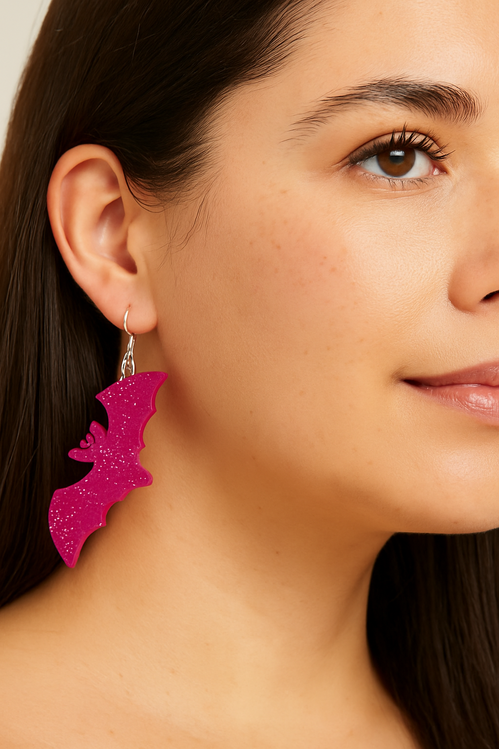 Violet Glitter Resin Bat Earrings