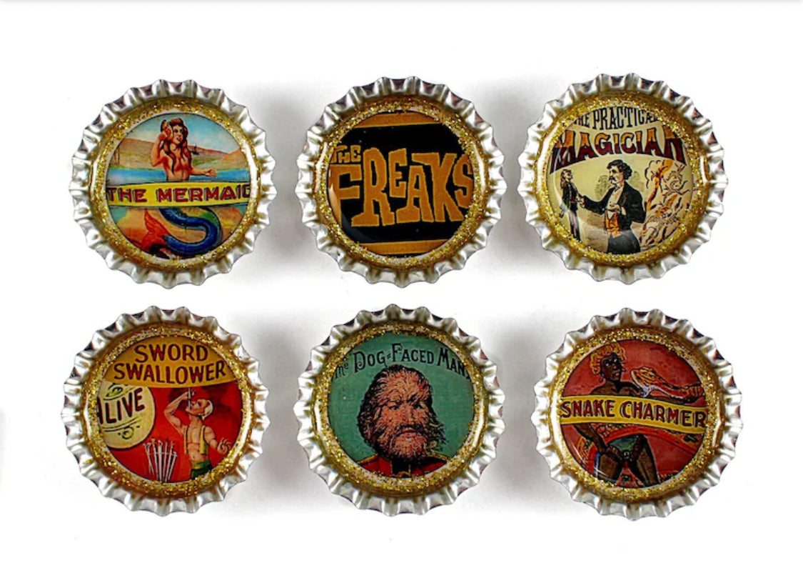 Vintage Circus Freaks Magnet Set