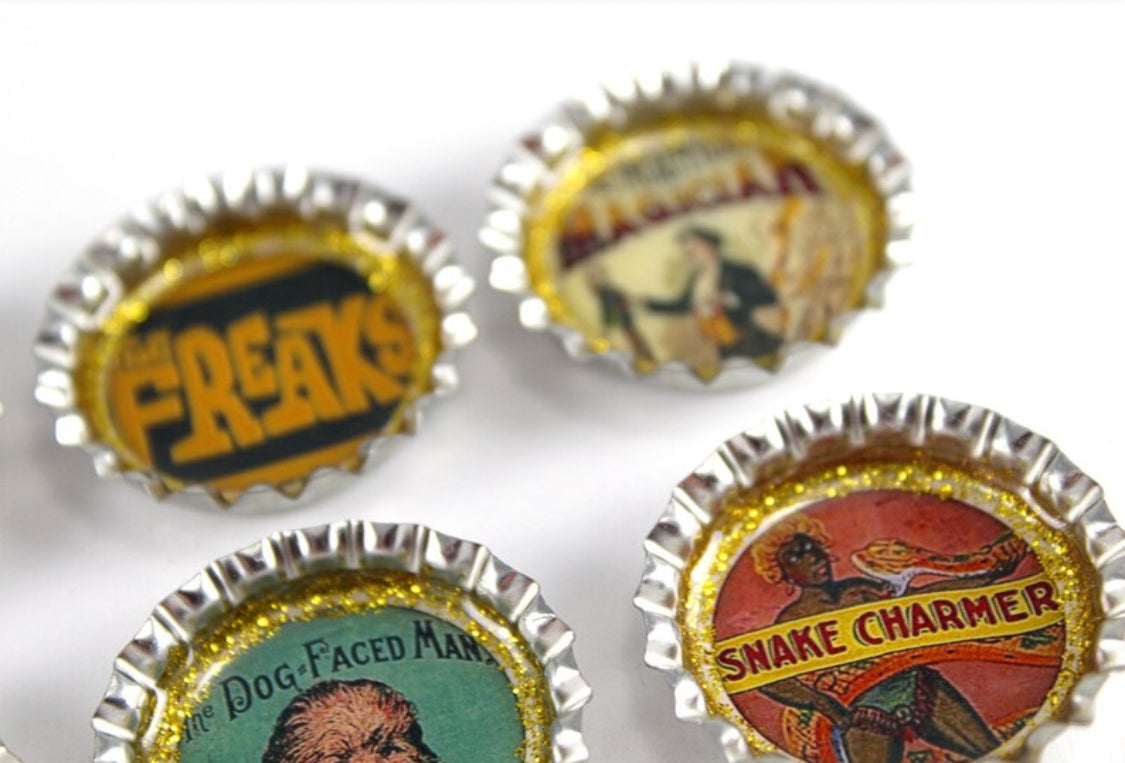 Vintage Circus Freaks Magnet Set