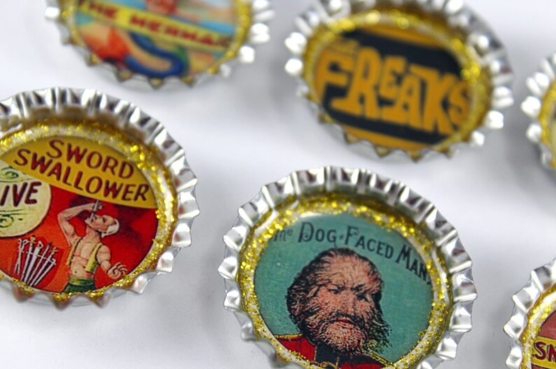 Vintage Circus Freaks Magnet Set