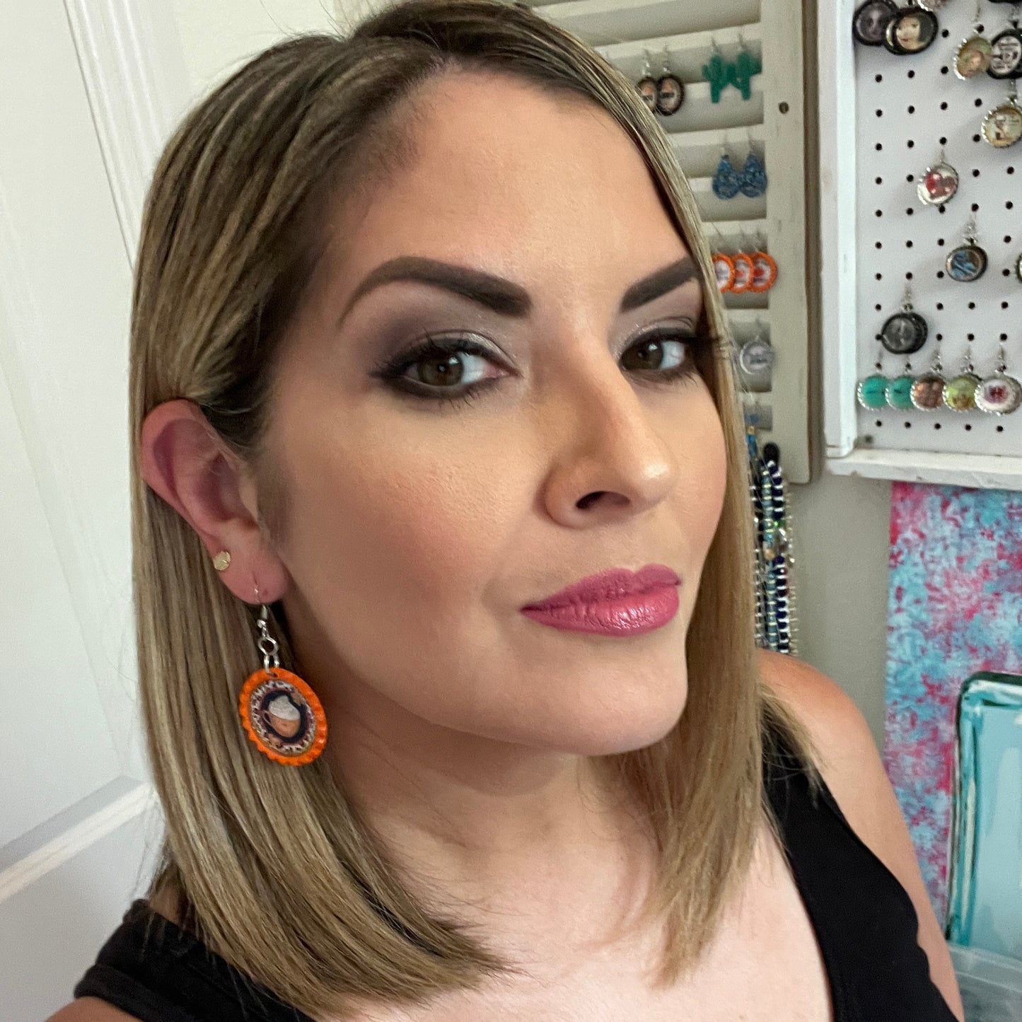 Orange Pumpkin Spice Coffee Earrings