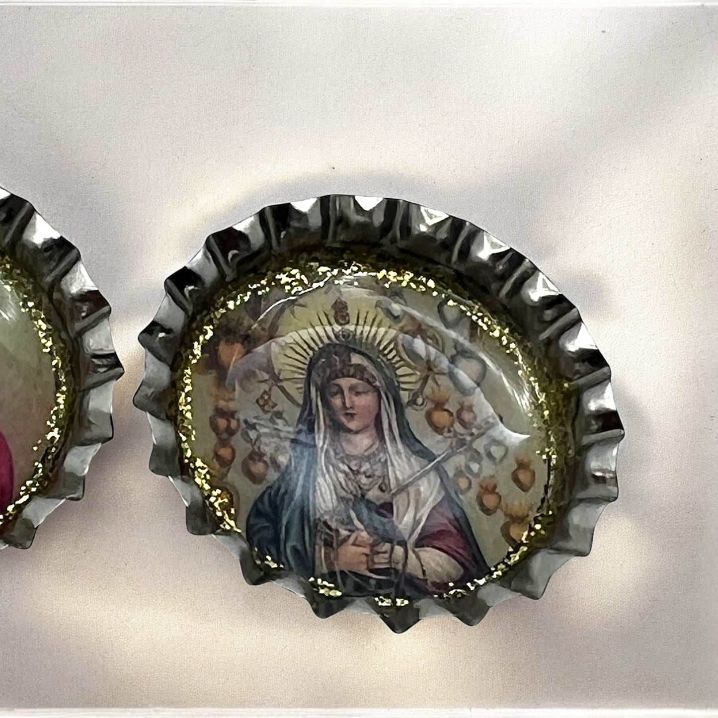 Catholic Bottle Cap Magnets – Sacred Heart, Virgin Mary & Saints