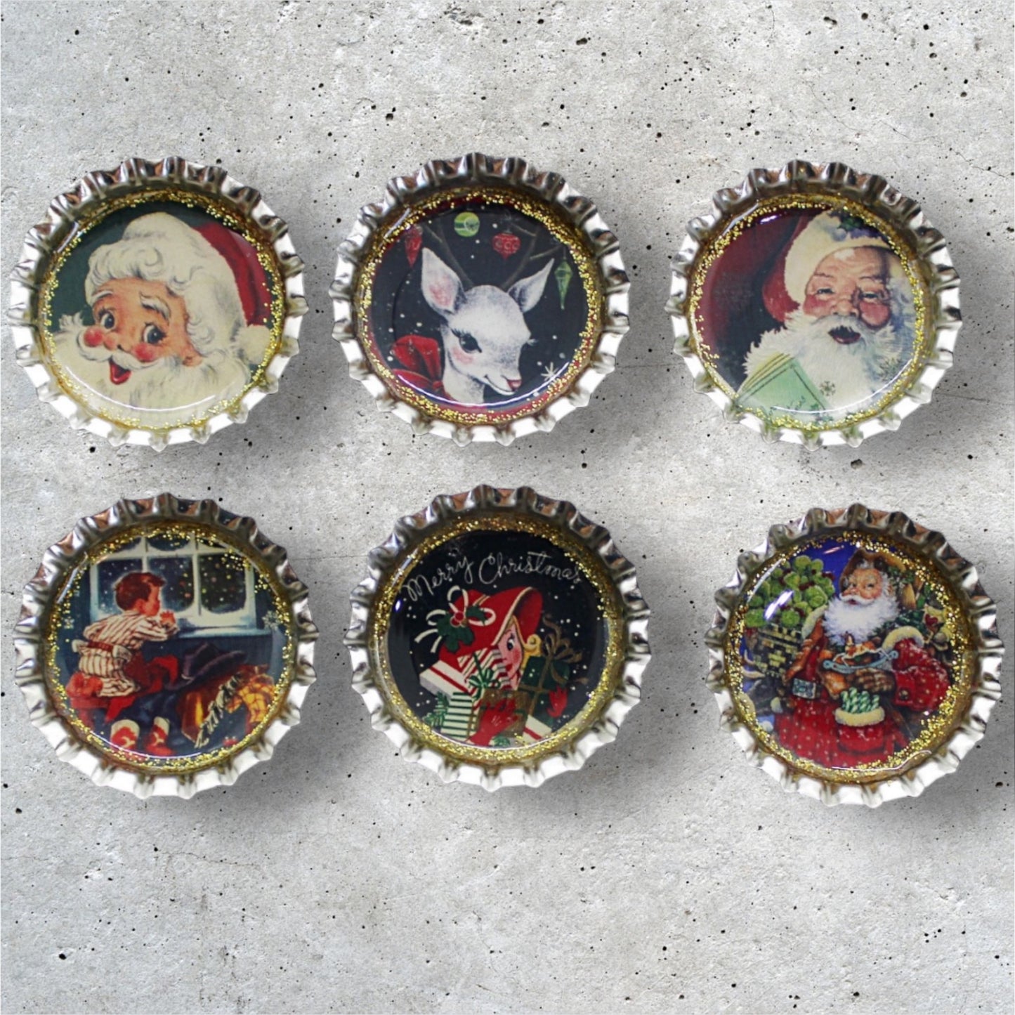 Vintage Christmas Magnet Set