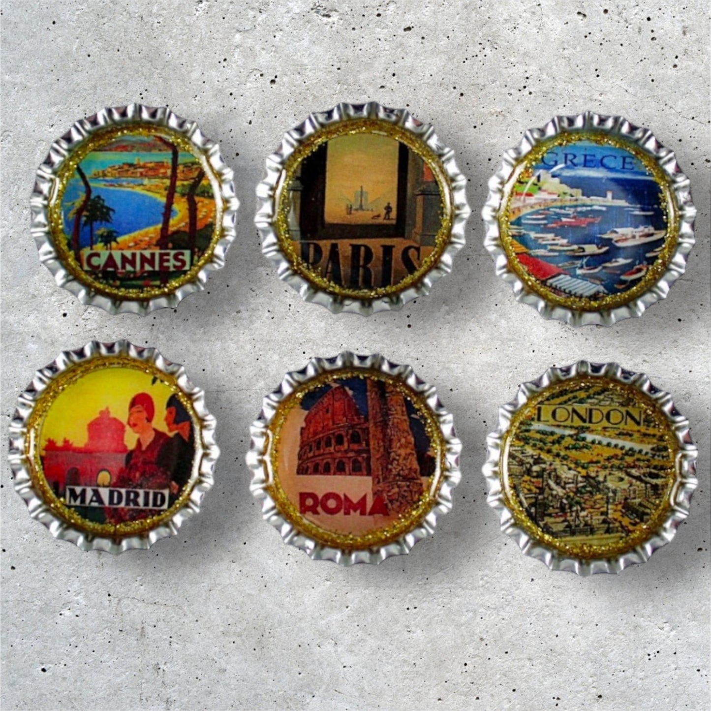 Vintage Travel Poster Magnet Set