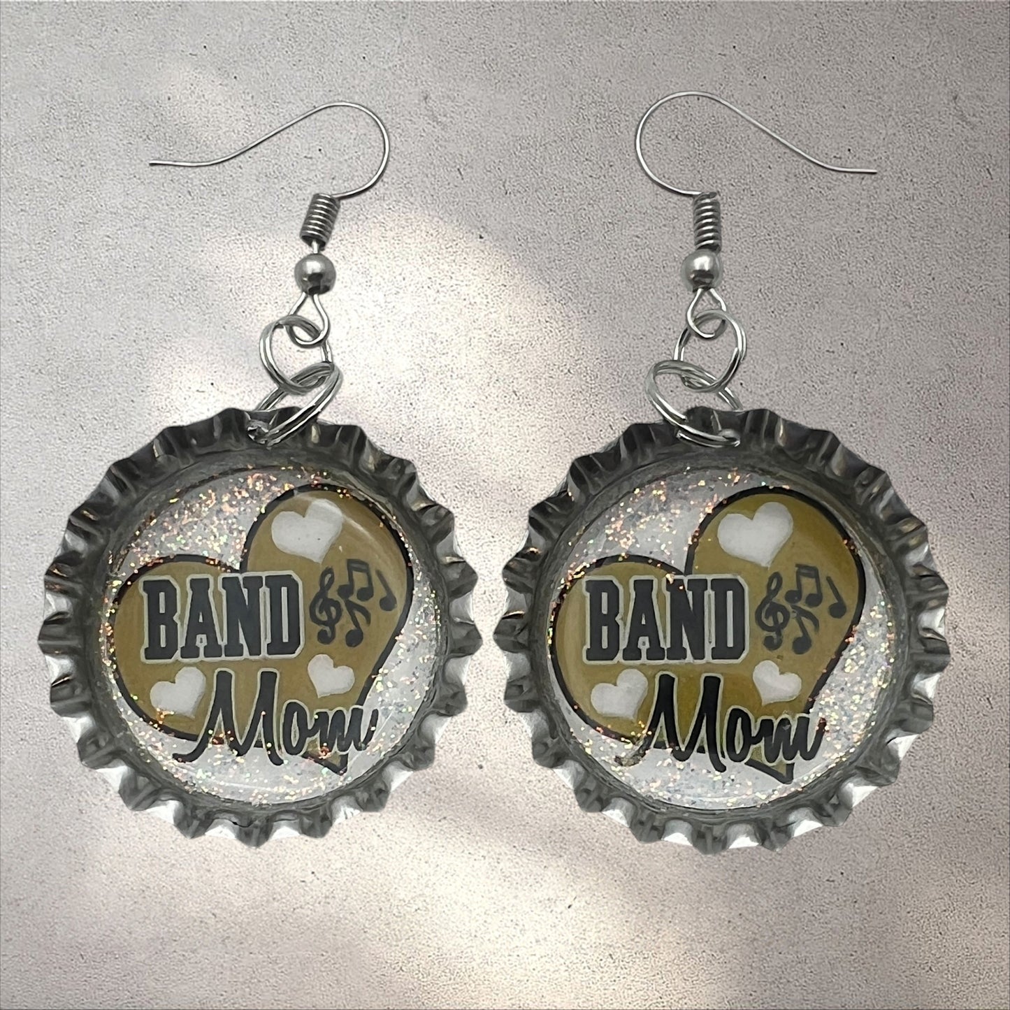 Gold Band Mom Bottle Cap Earrings