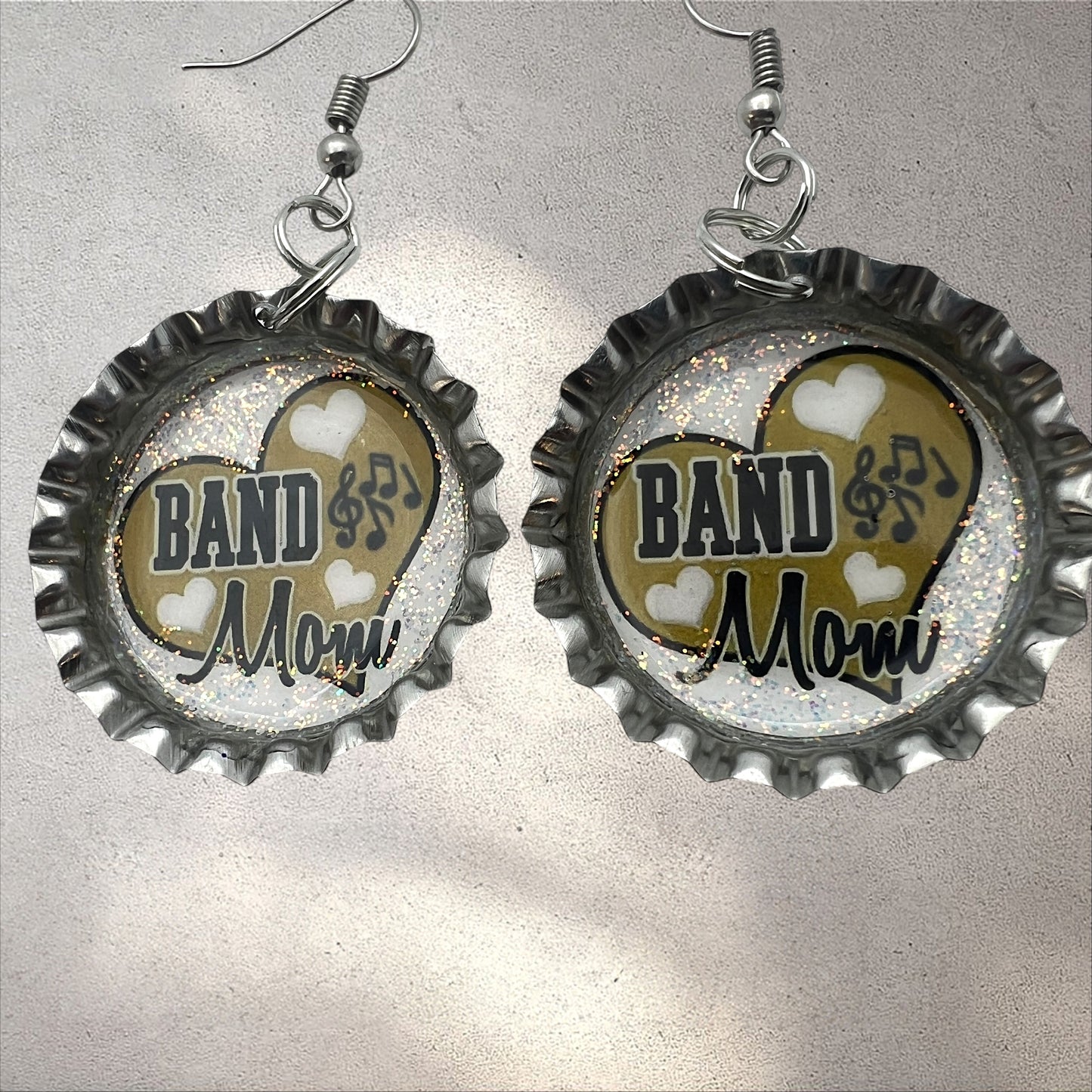 Gold Band Mom Bottle Cap Earrings