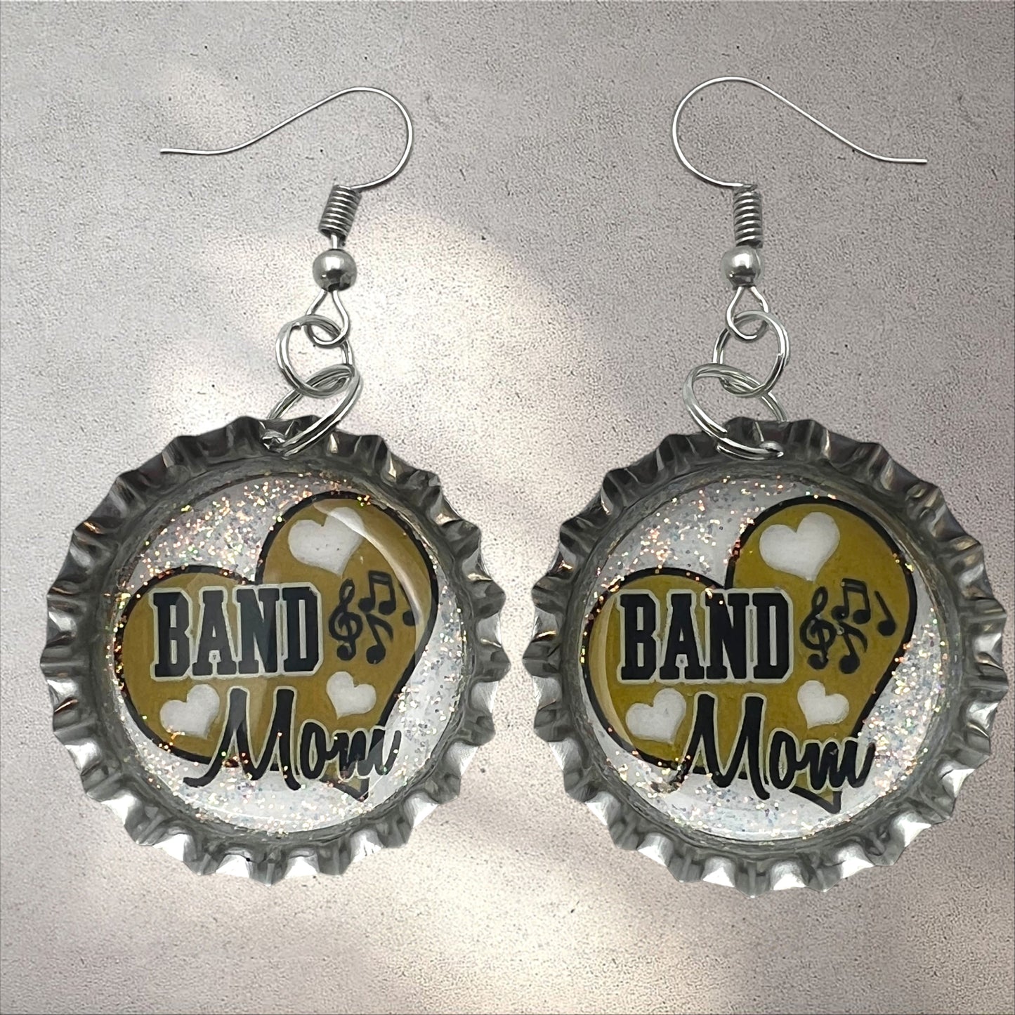 Gold Band Mom Bottle Cap Earrings