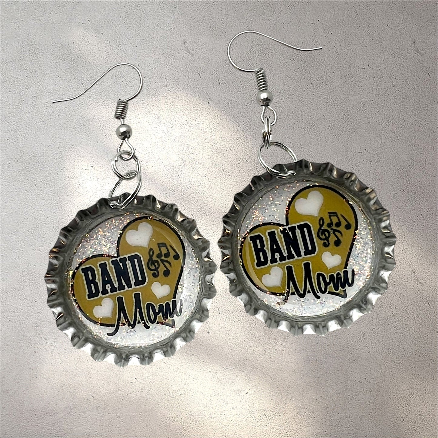 Gold Band Mom Bottle Cap Earrings