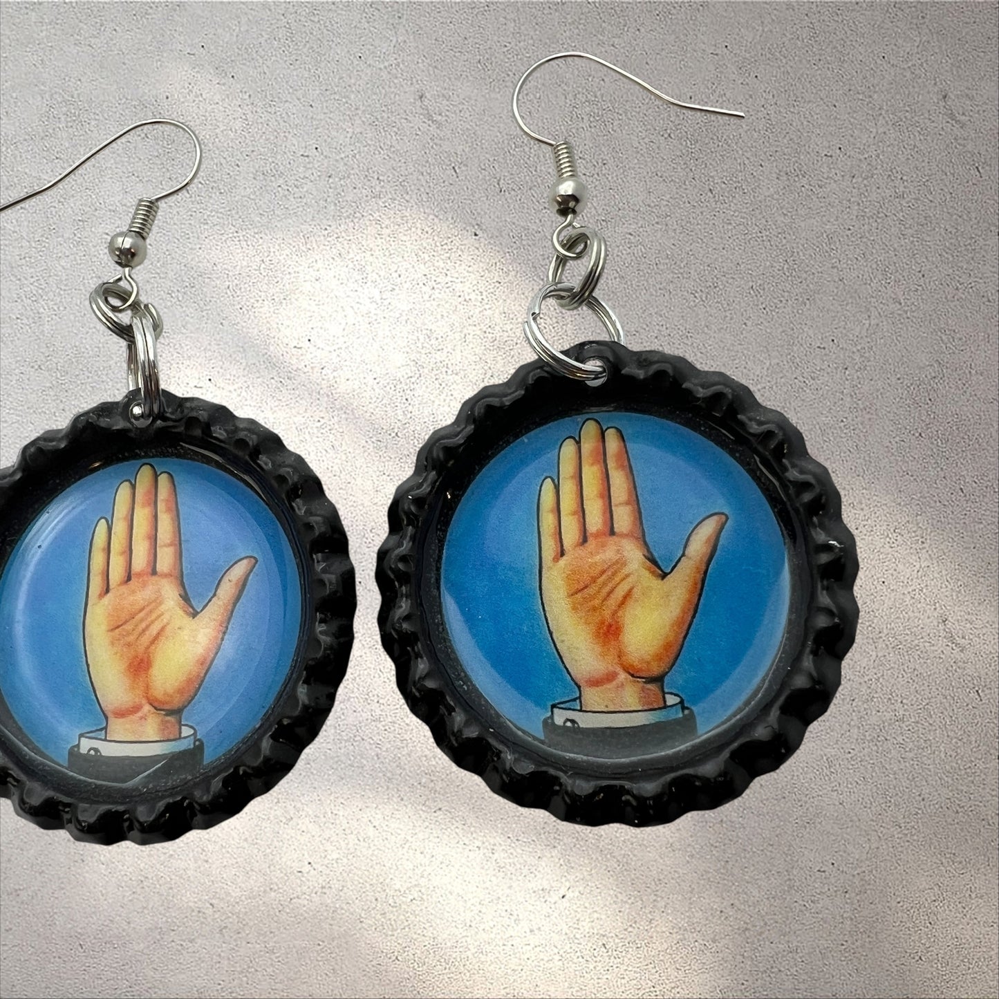 “La Mano” Bottle Cap Earrings