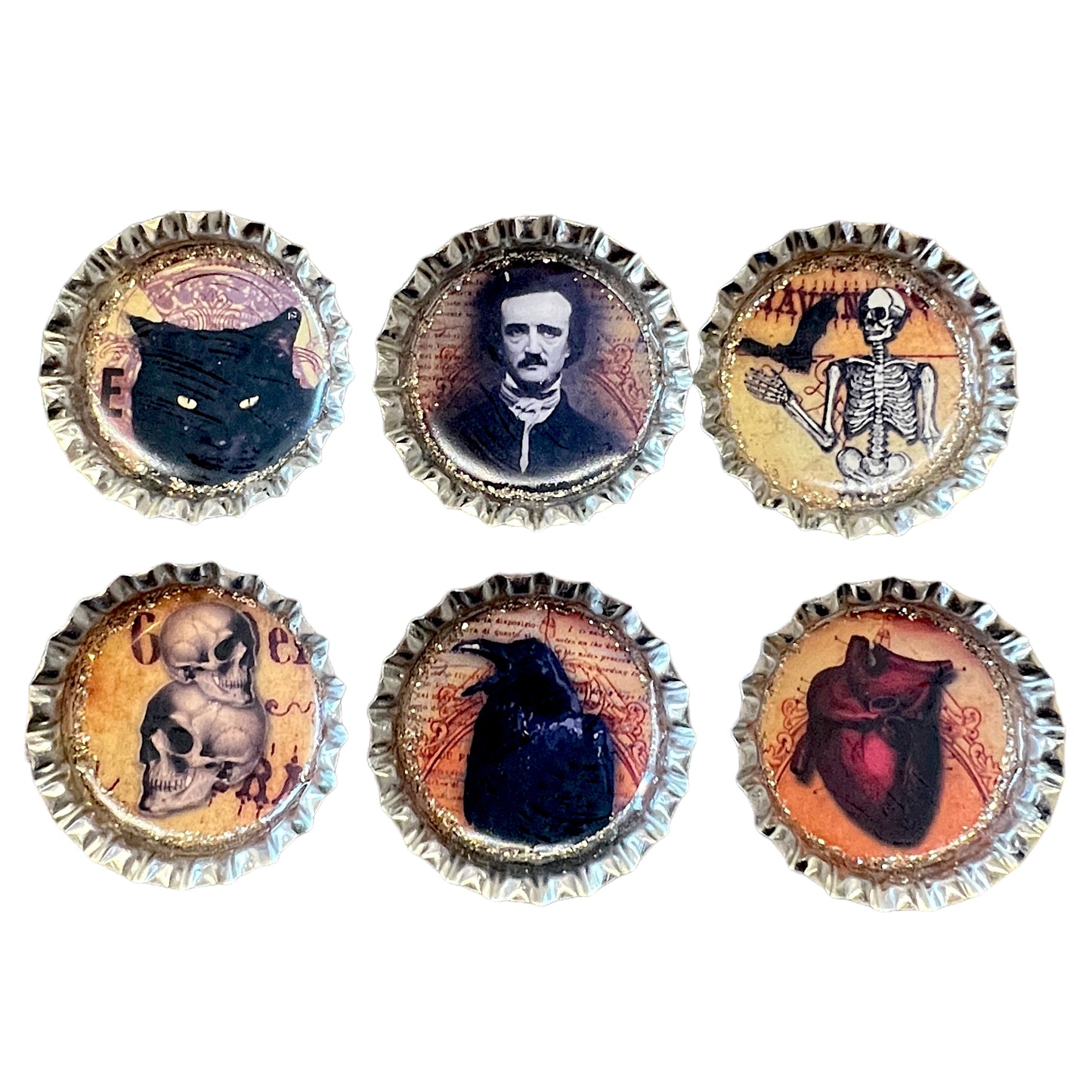Edgar Allan Poe Themed Gothic Macabre Magnet Set