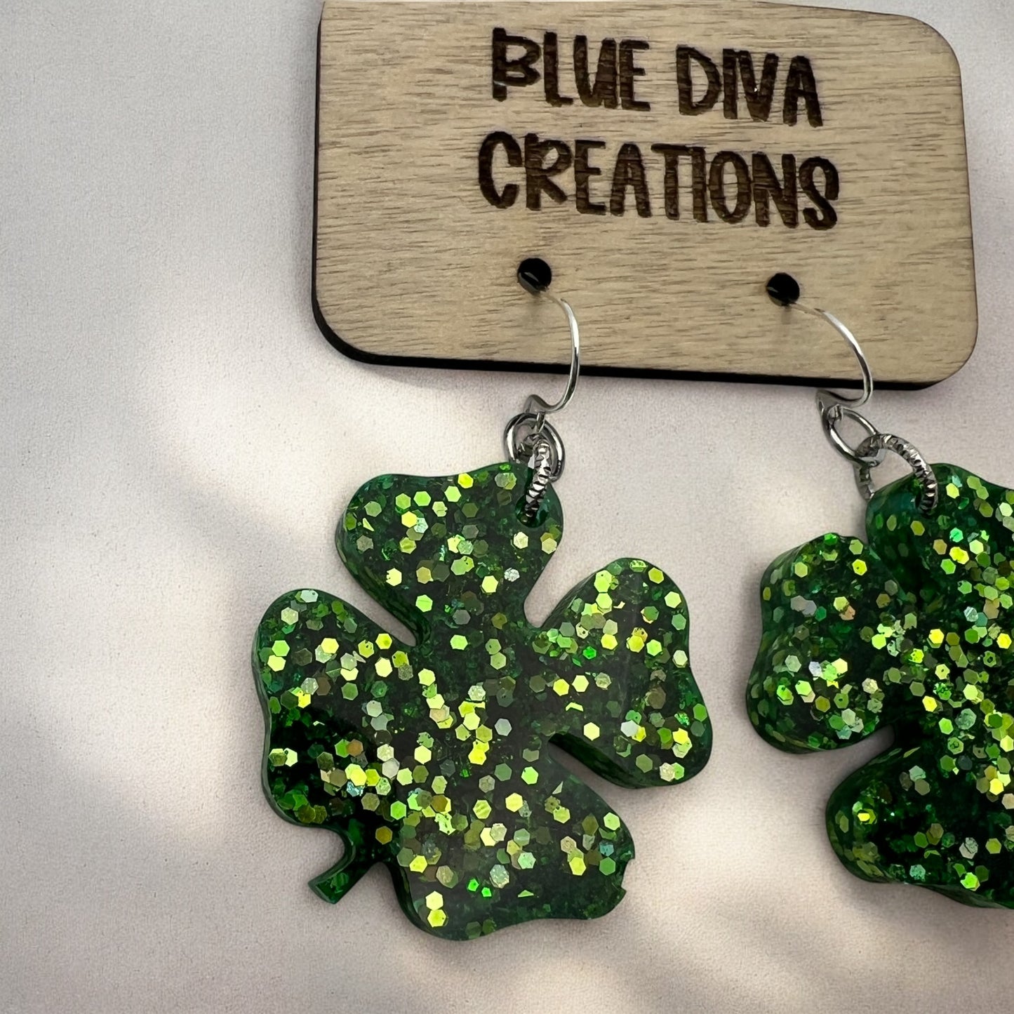 Glitter Lucky Shamrock Earrings