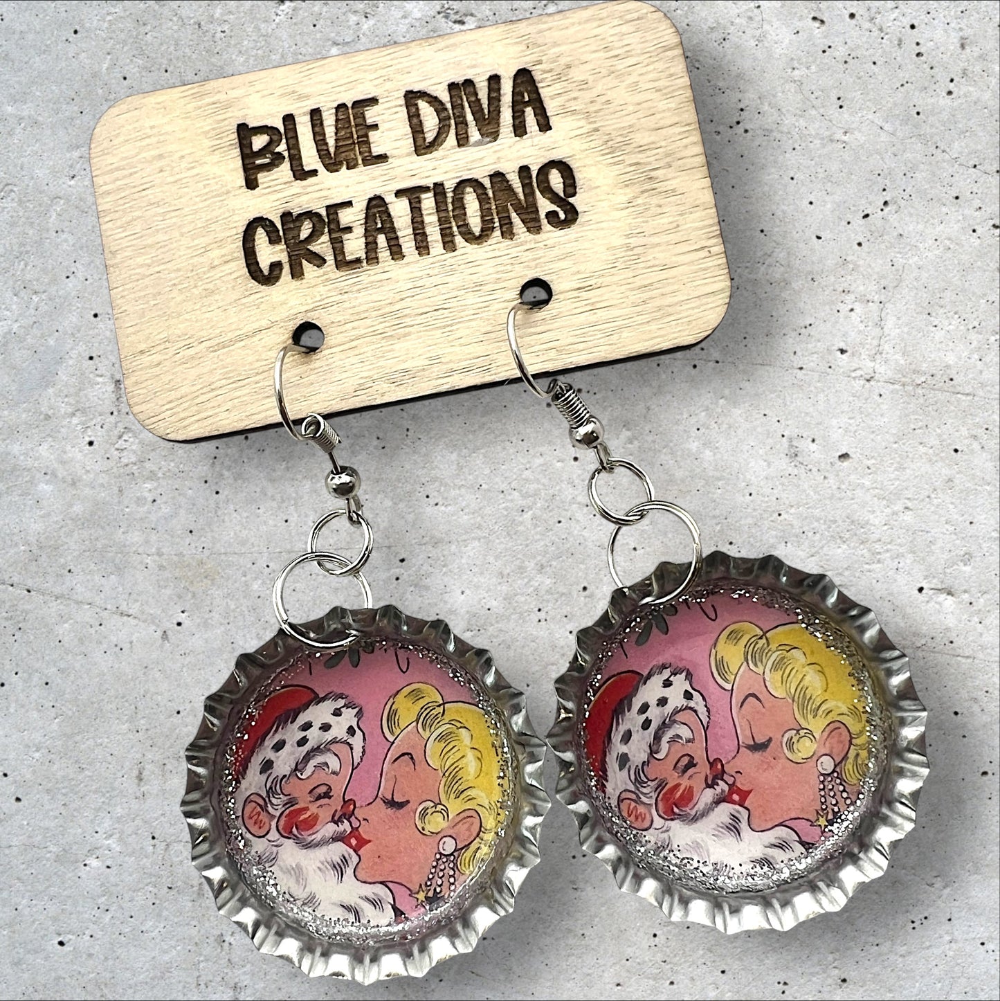 Retro vintage Santa Christmas earrings