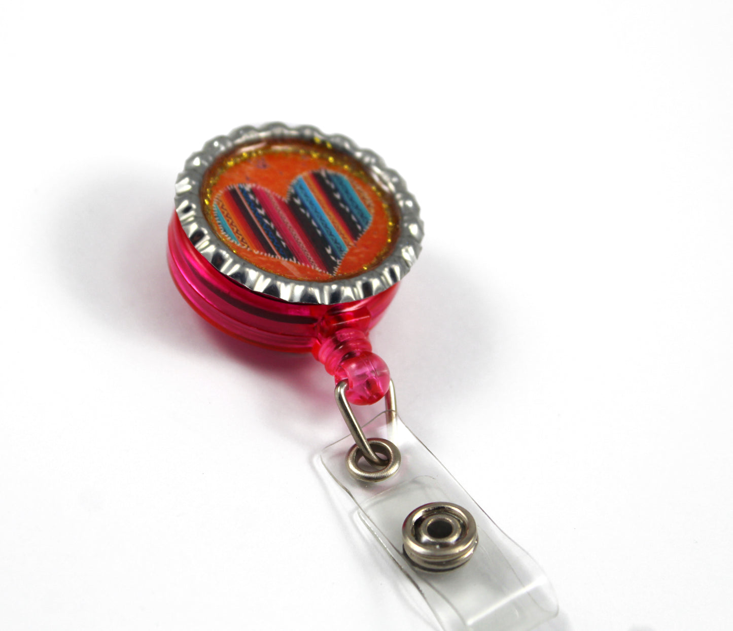 mexican sarape heart badge reel holder