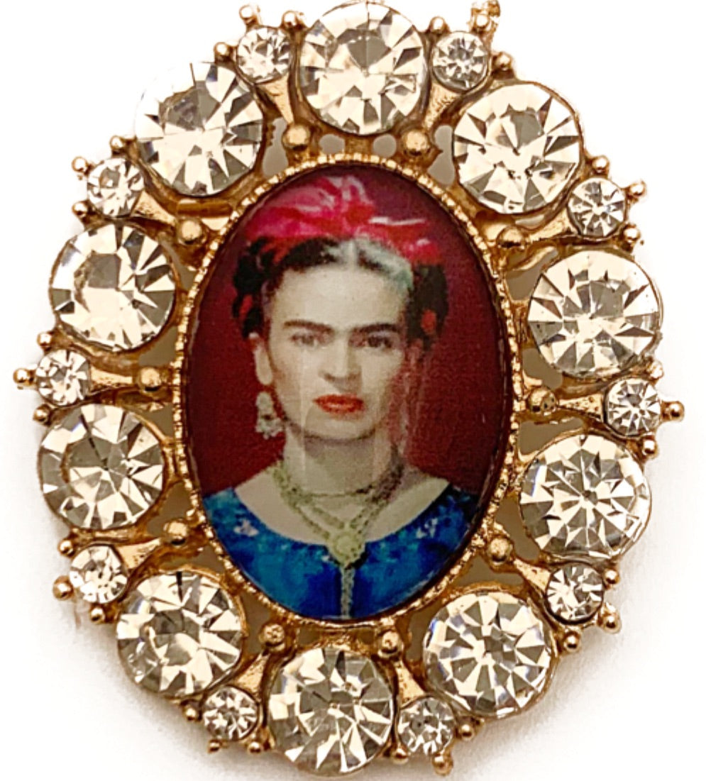 “Frida” Rhinestone Medallion Brooch #1